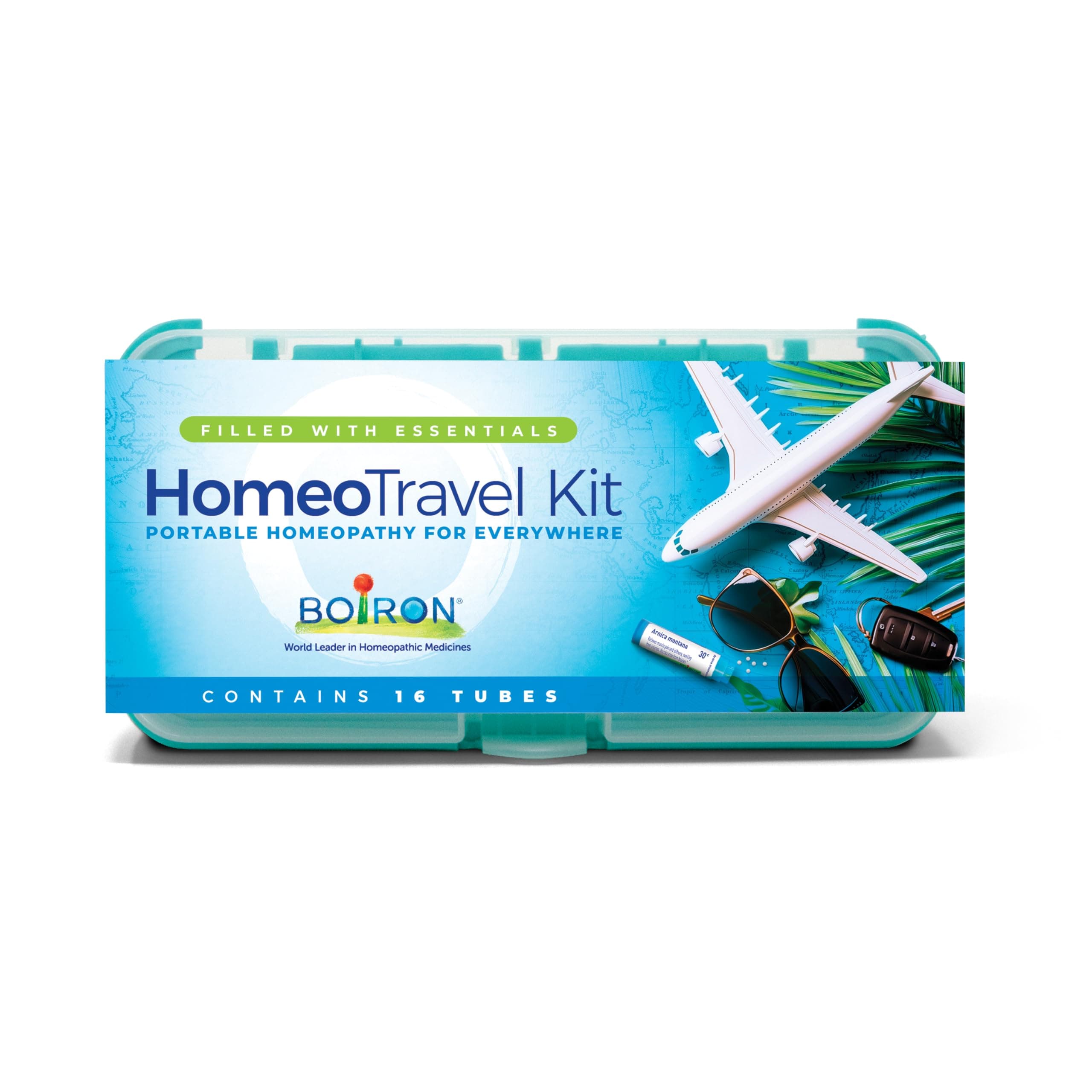 Homeotravel Travel First Aid Kit with Homeopathic Medicines - Filled Case (16 Tubes)