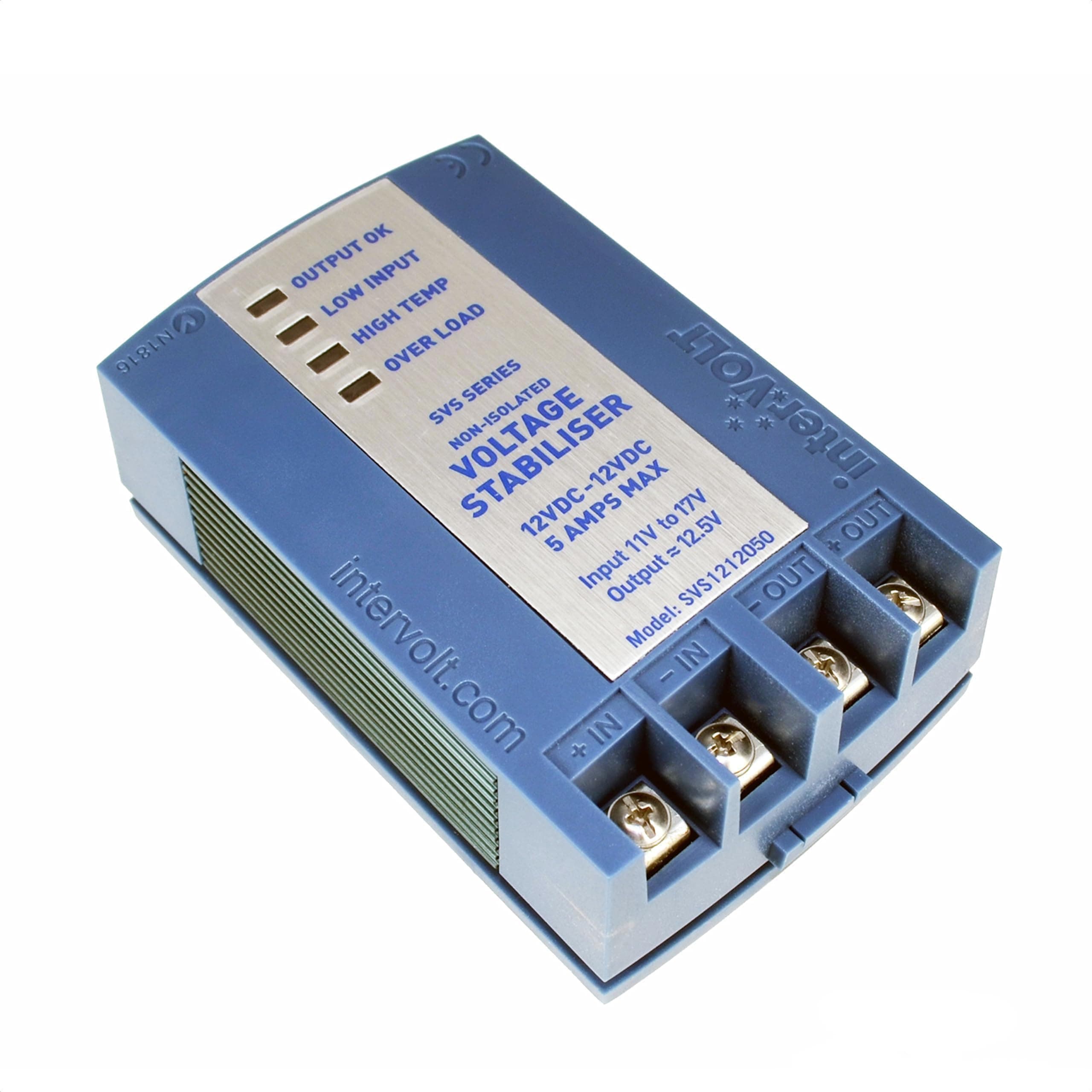 interVOLT 12 V DC Voltage Regulator - 12VDC Stabilizer/Voltage Regulator/Power Conditioner - Non-Isolated, Heavy Duty, Rugged, Marine Grade Switchmode Converter 12V/5A (62W) - Model SVS1212050