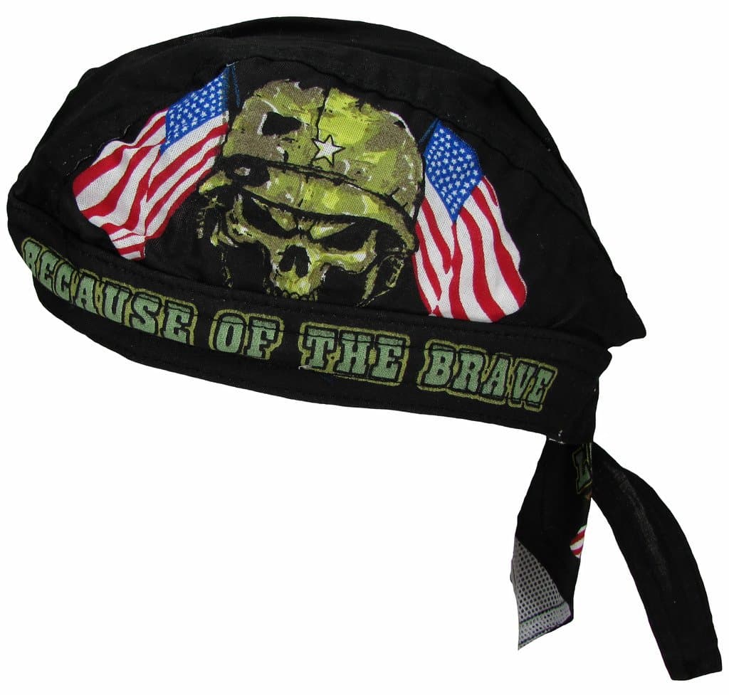 Men's Cotton Premium Land of the Free Because of the Brave Skull Cap