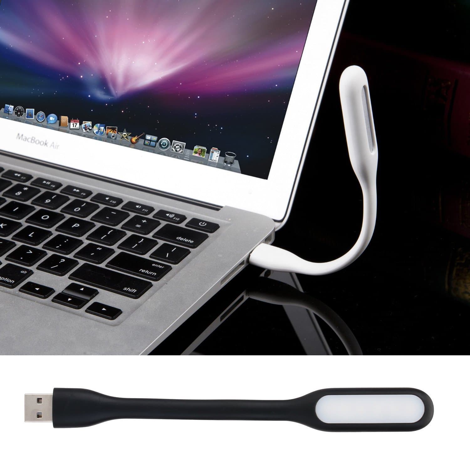 Portable Mini USB Led Lamp Light (Warm White) with Flexible Adjust Angle for PC & Mac/Laptop/Power Bank - Black
