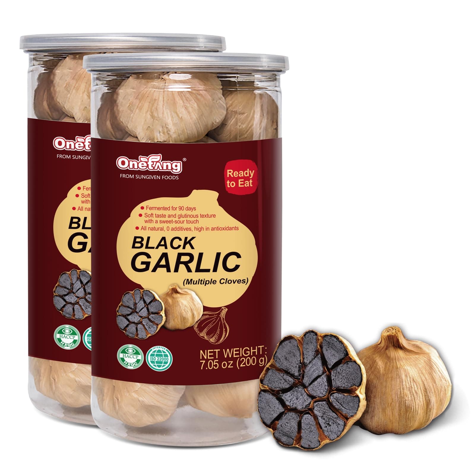 Black Garlic 200g Pack of 2 Natural Fermented 90 Days Ready to Eat Salad High in Antioxidants 400g
