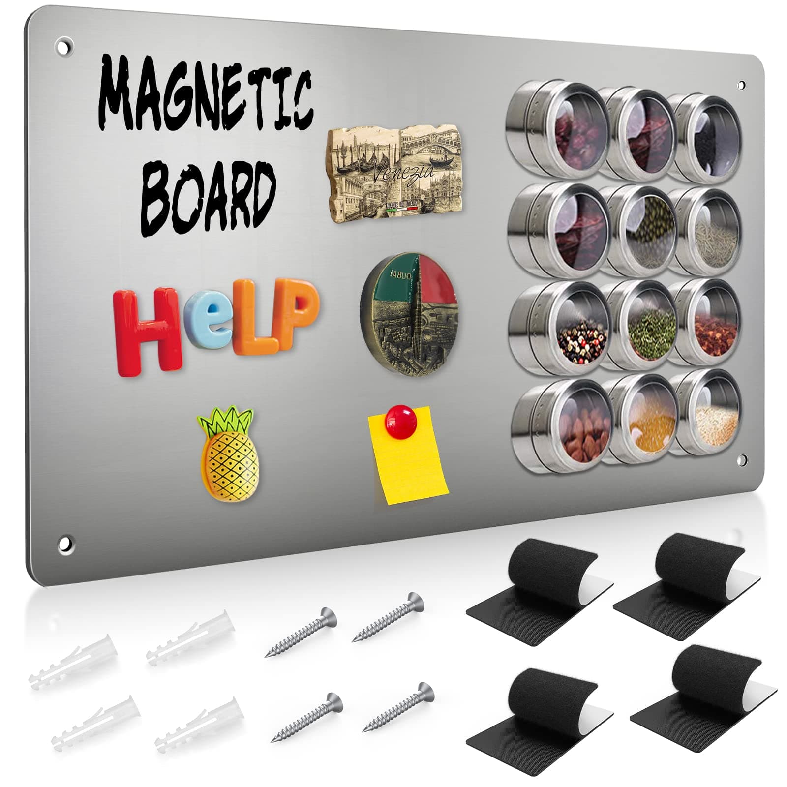 Magnetic Board for Wall 45x30cm, Metal Magnets Display Board for Fridge, A3 Small Notice Boards for Kitchen Stainless Steel Thin for Home Office Kids Bedroom