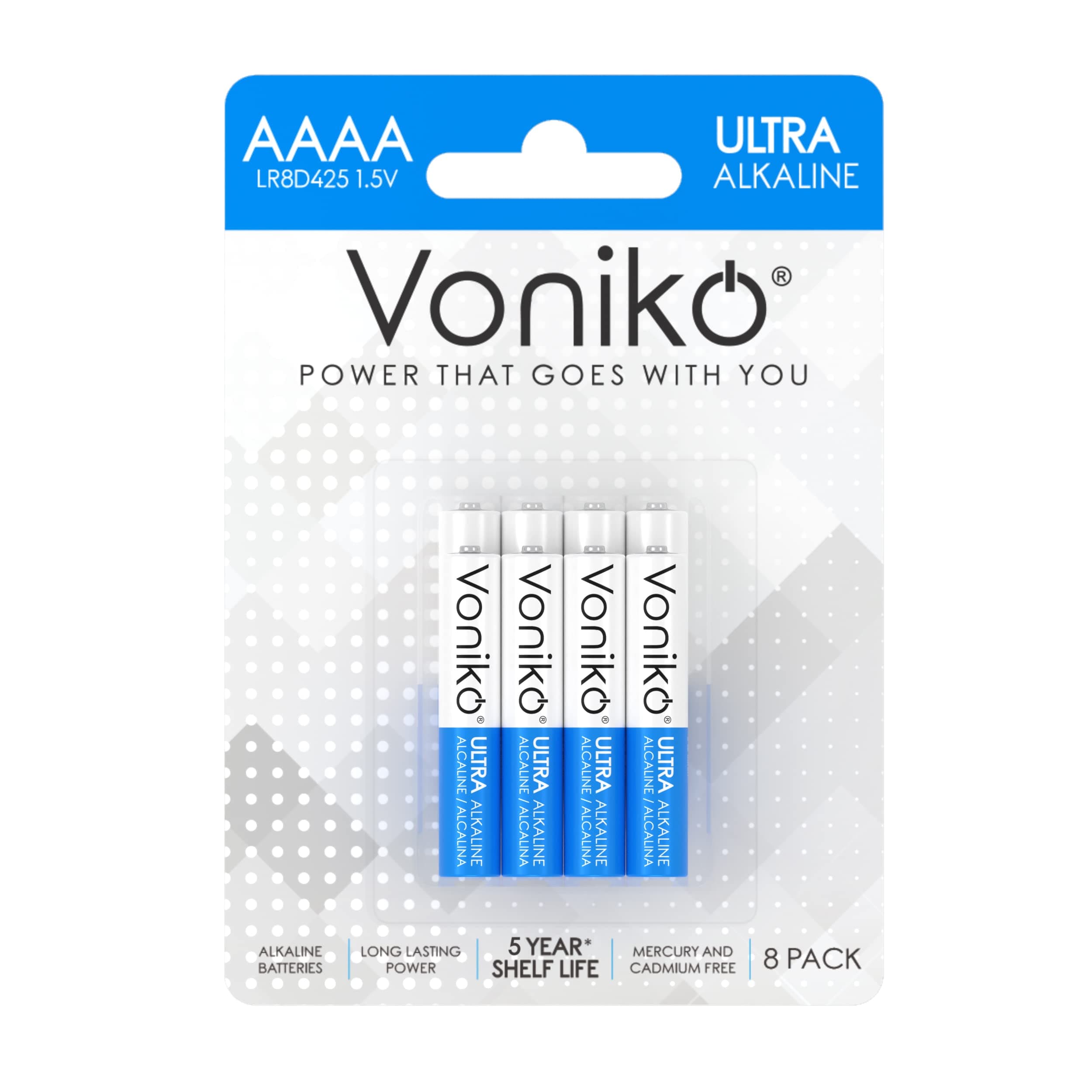 Voniko – Premium Grade AAAA Batteries (8 Pack) – Ultra Long Lasting, 5-Year Shelf Life, Leakproof 1.5V AAAA Alkaline Battery – Perfect for Stylus Pens, Glucose and Blood Monitors, and More