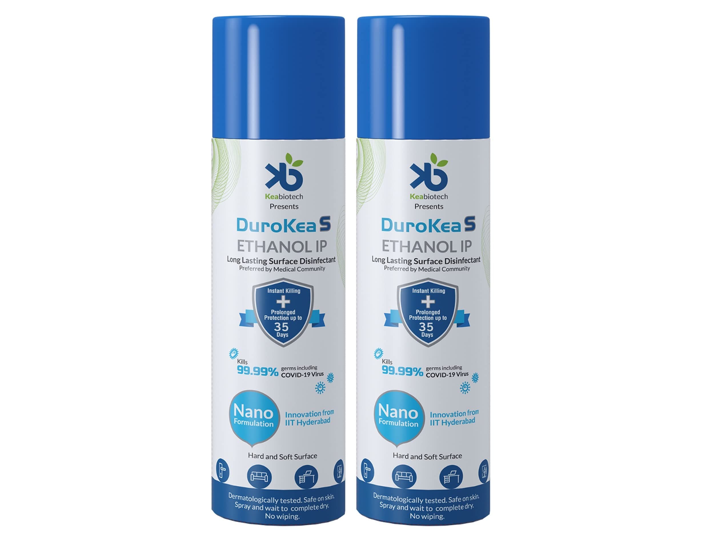 Durokea S, 35 Days Protection Surface Disinfectant, 99.99% Germs Kills |70% alcohol-based Patented Nanotechnology | Instant Germ Free and Prolong Protection | Safe on Skin| 230 ml (Pack of 2)
