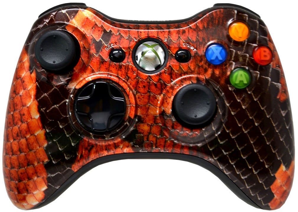 BOA SNAKE SKIN 5000 + Modded Xbox 360 Controller Hydro Dipped Mod with Rapid Fire / Jitter / Quick Scope / Sniper Breath / Drop Shot / Jump Shot / Auto Aim / Quick Aim / Burst / Akimbo / Mimic / Adjustable / Adjustable Burst / Auto Burst / Dual Trigger and more! For COD Ghosts / MW1 / MW2 / MW3 / Black Ops 1 / Black Ops 2 / WAW / Gears of War Series / Halo Series / GTA / BF and more! 5500