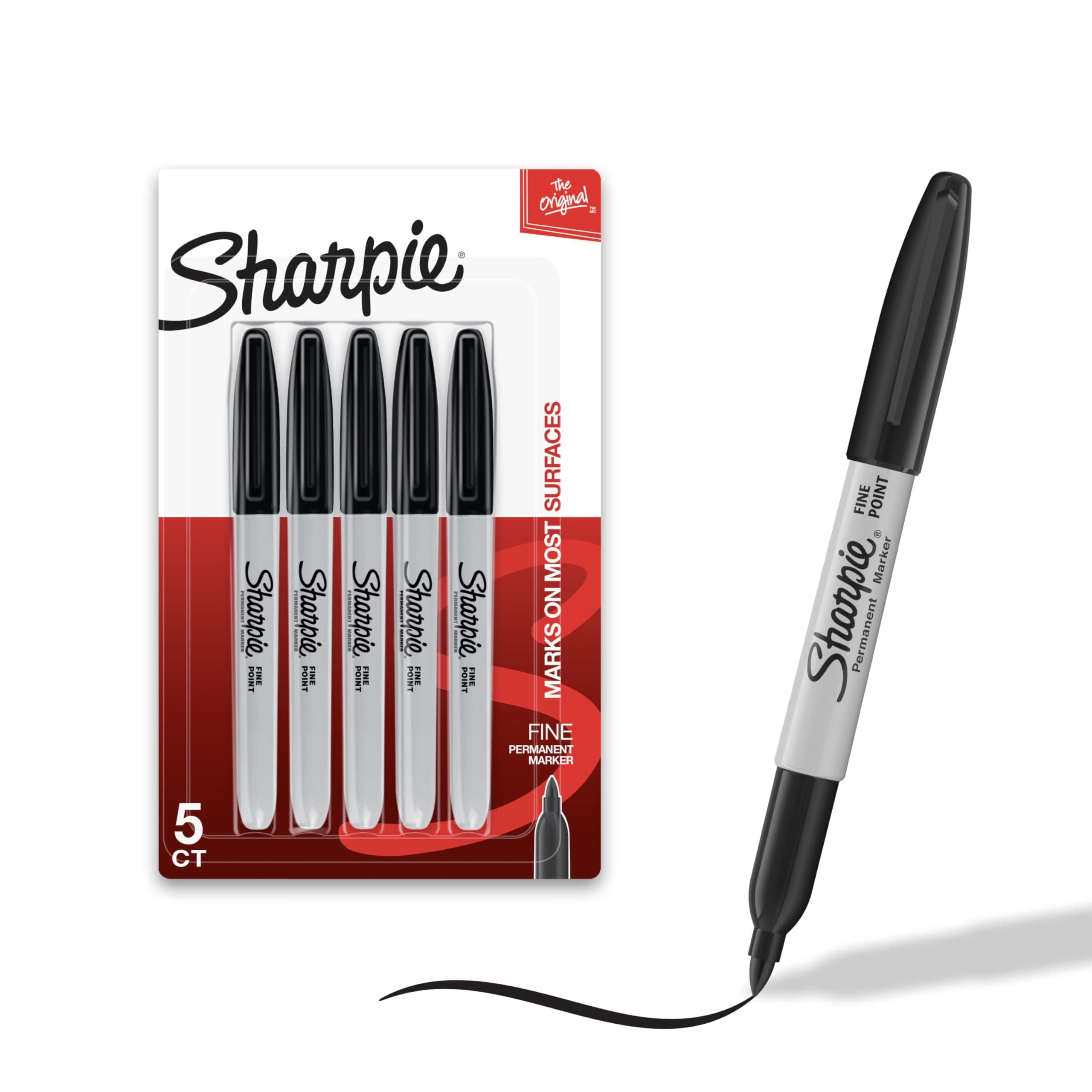 Sharpie Permanent Markers Set Quick Drying And Fade Resistant Fine Tip Marker For Wood Plastic Paper Metal And More Drawing Coloring And Poster Marker Black 5 Count