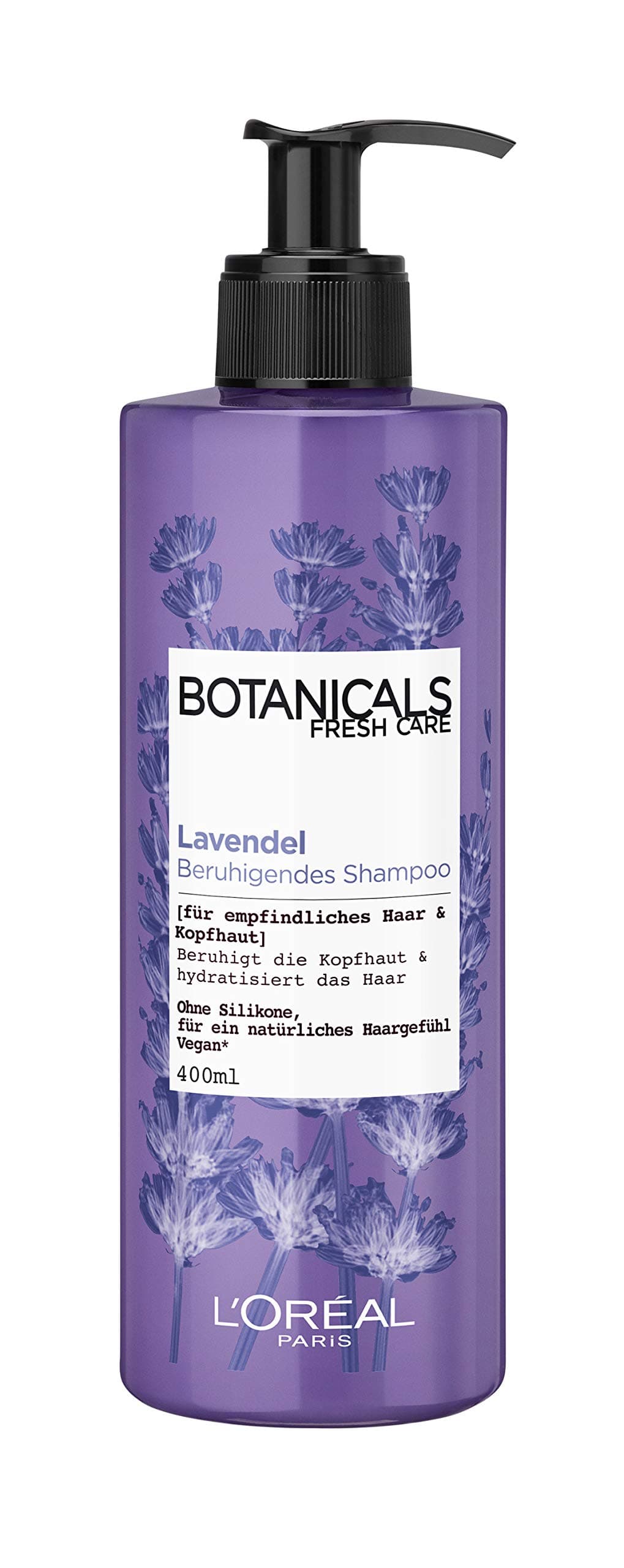 Botanicals Soothing Shampoo without Silicone, Sulphates and Parabens, for Sensitive Hair and Scalp, Vegan Natural Cosmetics, Lavender, 1 x 400 ml