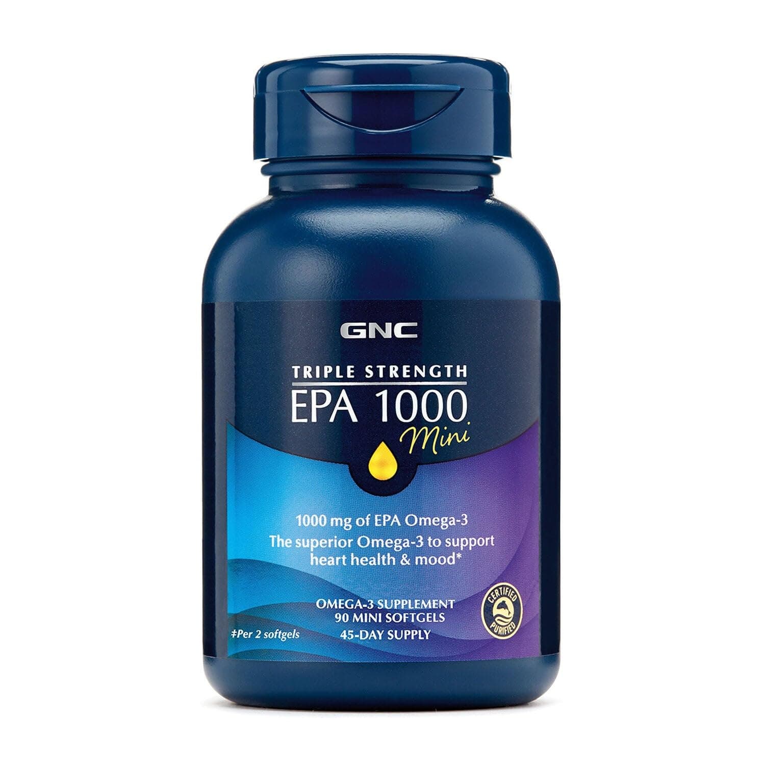 Triple Strength Fish Oil EPA 1000 Mini, 1000mg Omega 3, Mini Softgels, Supports Eye, Brain, Skin, Healthy Triglycerides, Heart, Joint, Coated to Control Fishy Burps, 45 Servings
