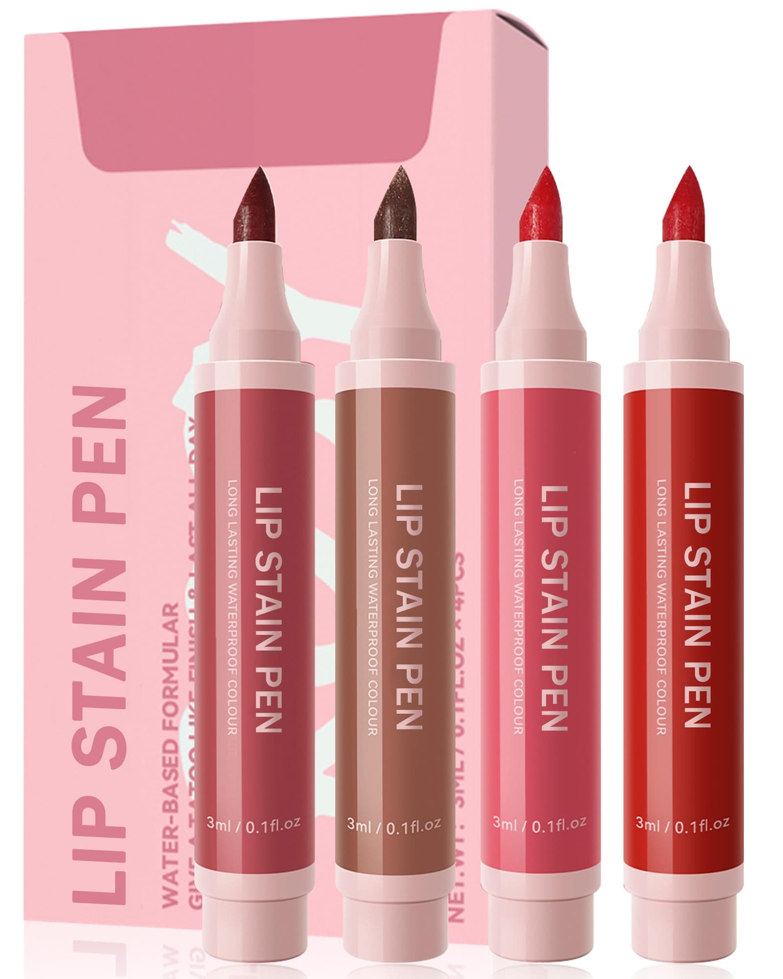 Lip Stain Liner Pen Set-4 Pcs Hydrating Lip Stain Lip Liner Pencil Kit,Longla...