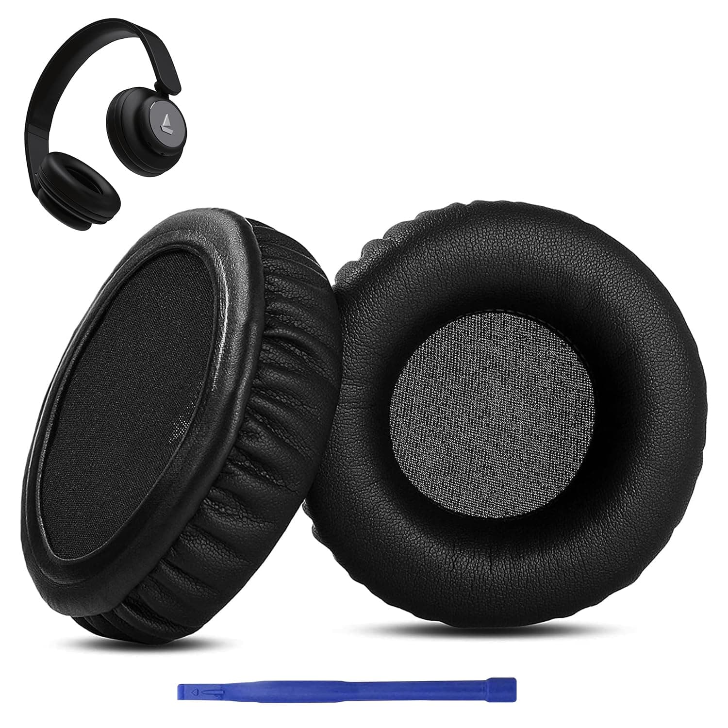 80mm Headphone Cushion Compatible with Rockerz 450, 450 Pro, Sony WHXB700/WH XB700 Extra Bass Bluetooth Headphones, Ear Pads with Soft Protein Leather, High-Density Memory Foam - Black