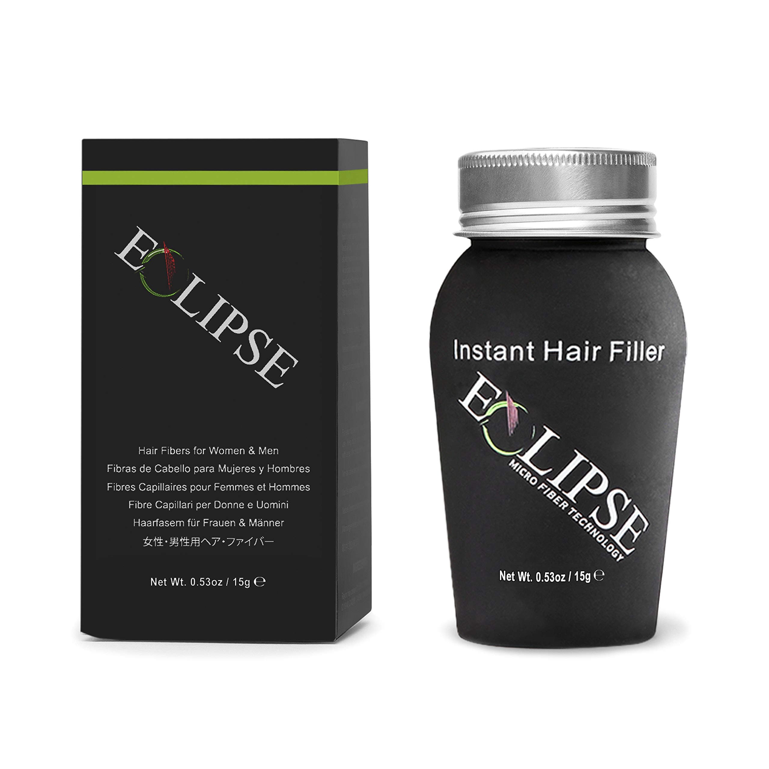 ECLIPSE Hair Fibers Dark Brown for Thinning Hair for Women & Men to Conceal Hair Loss in 15 Seconds - 100% Undetectable Hair Building Fibers, 15g