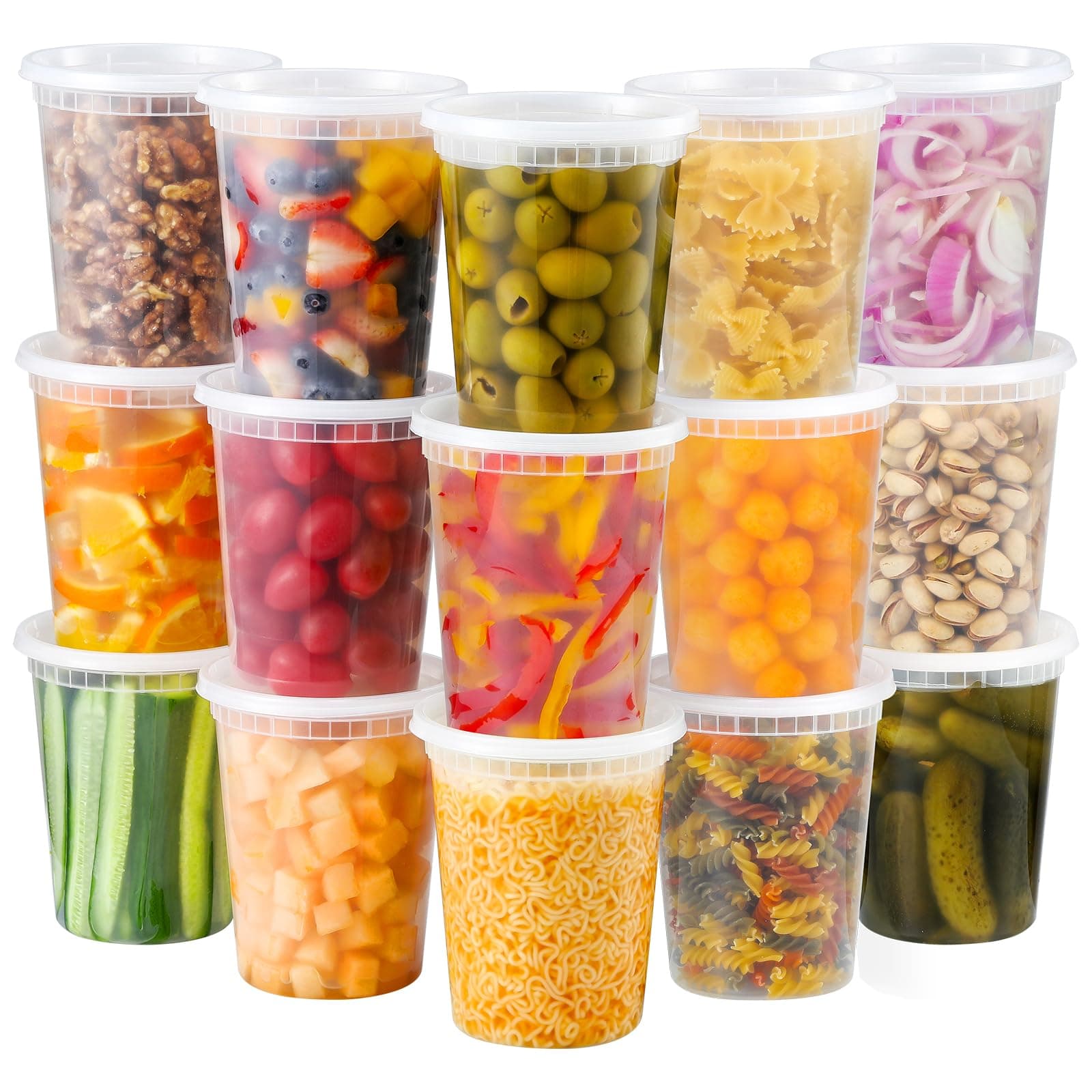 AOZITA 40 Sets 32 oz Plastic Deli Food Containers With Lids, Airtight Food Storage Containers, Freezer/Dishwasher/Microwave Safe, Soup Containers For Takeout Meal Prep Storage