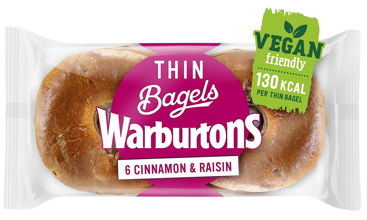 Warburtons 6 Cinnamon and Raisin Thin Bagels