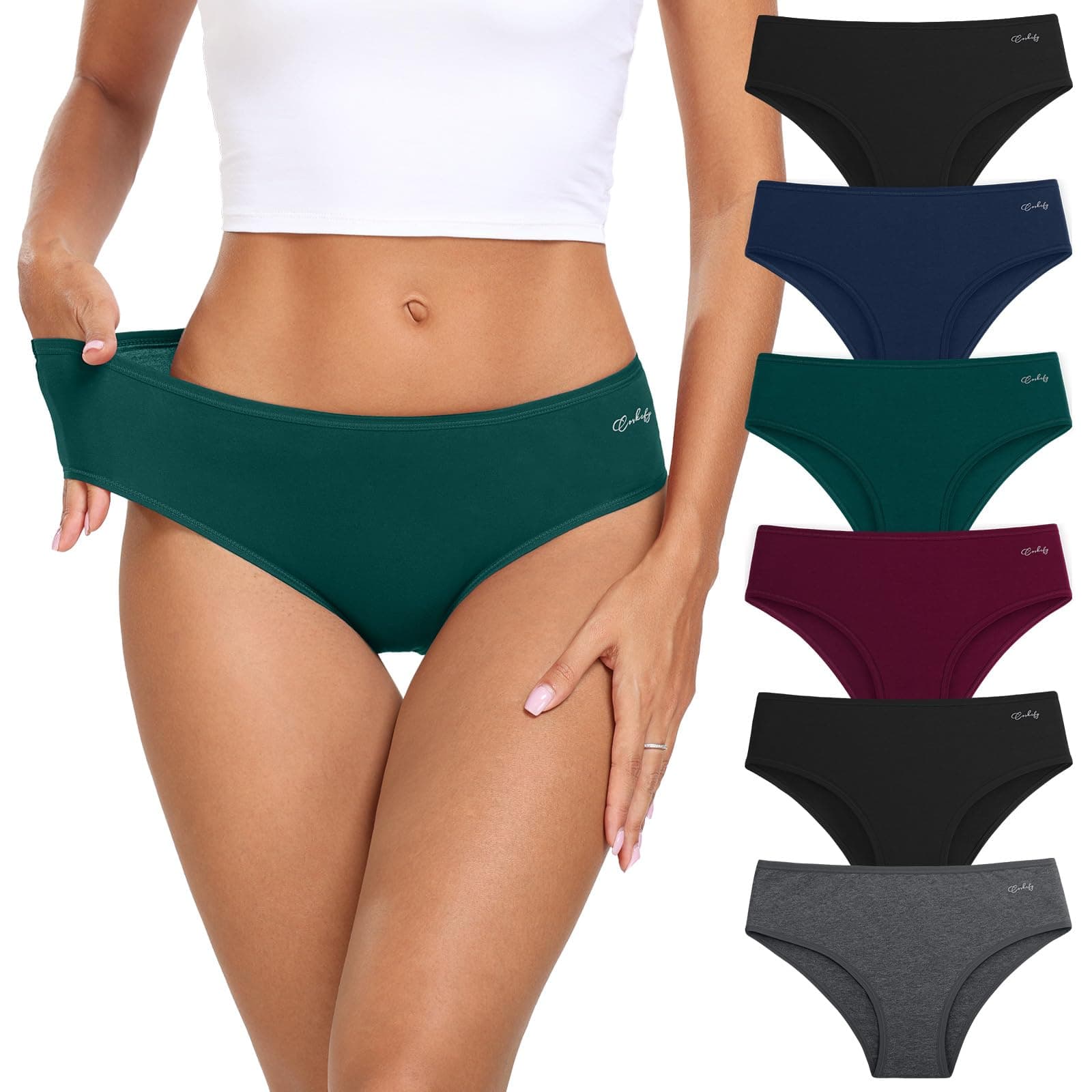 Women's Underwear Cotton Hipster Panties Low Rise Briefs Soft Strench Breathable Ladies Bikini Underwear 6 Pack