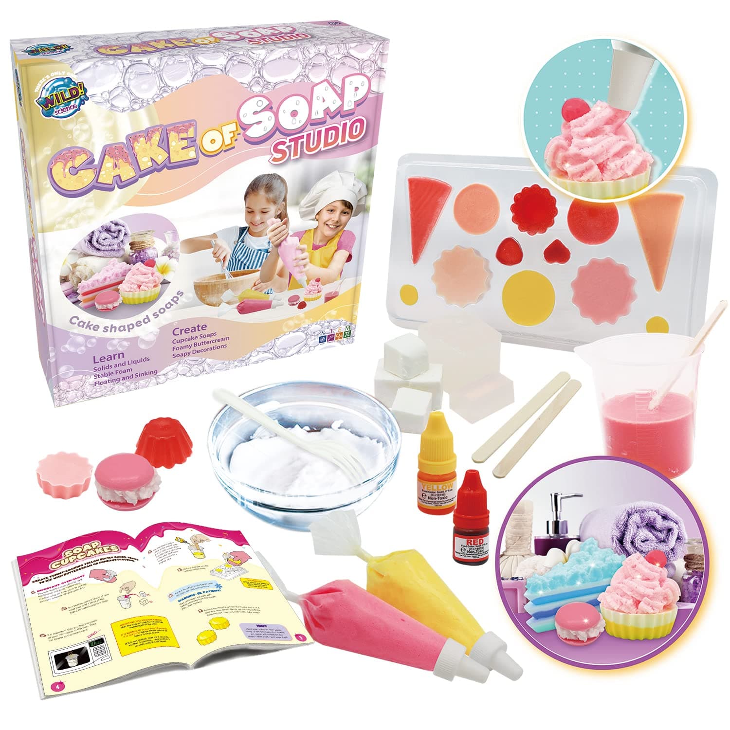 Soap Studio - STEM Learning Kit for Kids - Ages 8 + - Create Designer Soaps Using Cupcake Moulds - Girls Birthday Presents - Fun Gifts for Girls - Learn Cosmetic Science - Kids craft kit