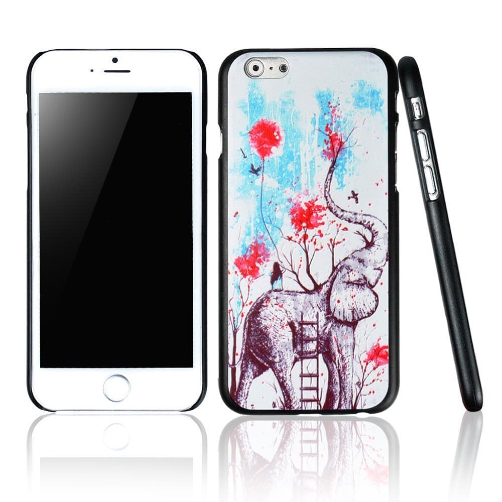 iphone 6 case , Hard Case for iPhone 6 (4.7 inch) (2014) Protective HARD Colorful Printing Finished Base with Vibrant Trendy Color Slider Style Elephant Case
