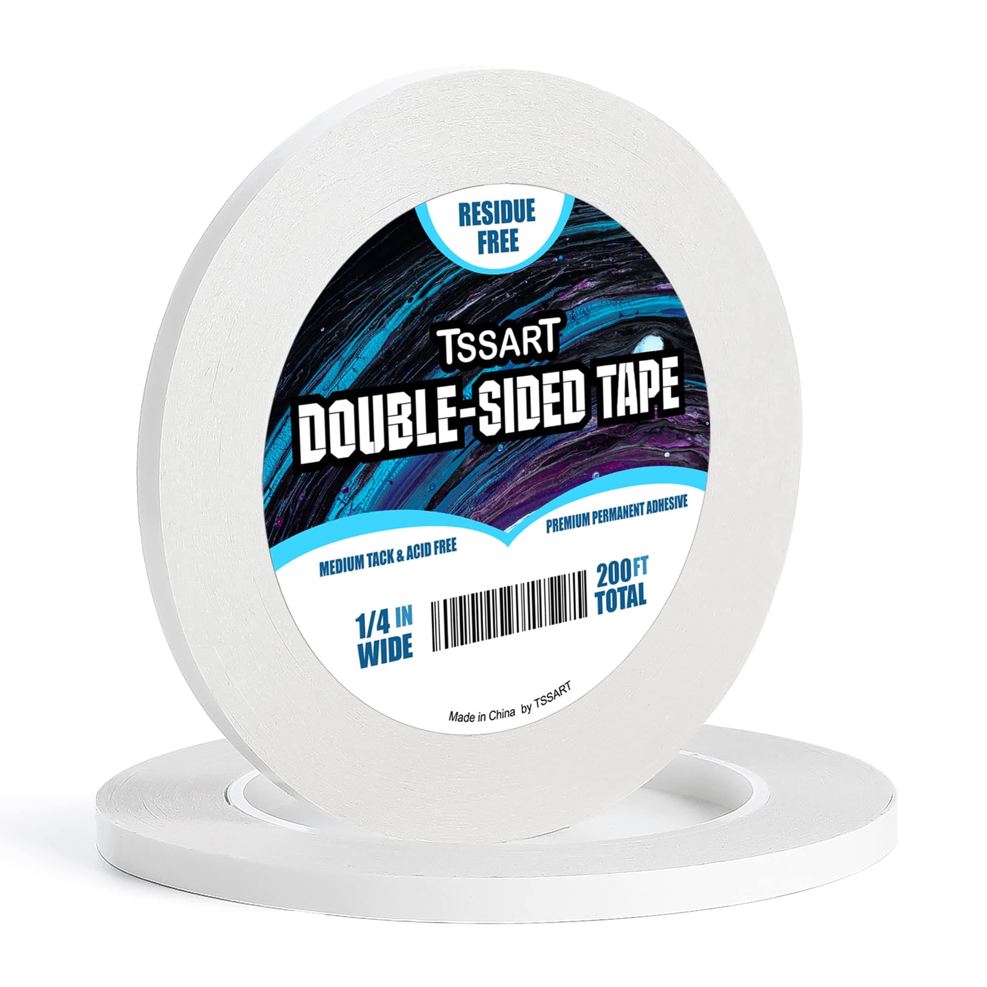 Ultra Thin Permanent Double Sided Tape - Double Sided Adhesive Tape for Arts Crafts Photography Scrapbooking Hand Tear - Acid Free, 1/4" Wide, 200' Long, 200' Total