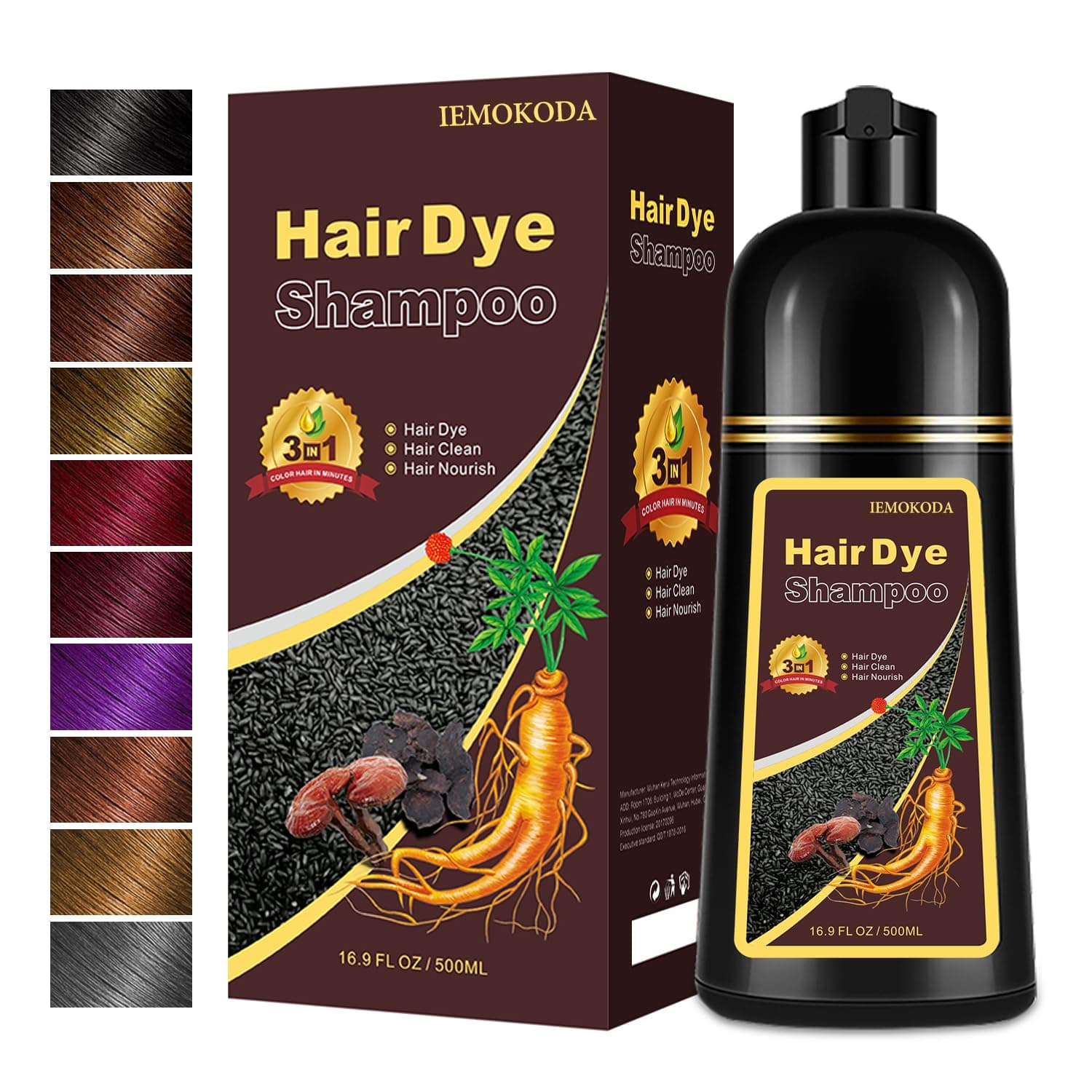 Dark Brown Hair Color Shampoo - 3 in 1 Hair Dye for Men and Women, 16.9 Floz, Safe and Natural Para Canas