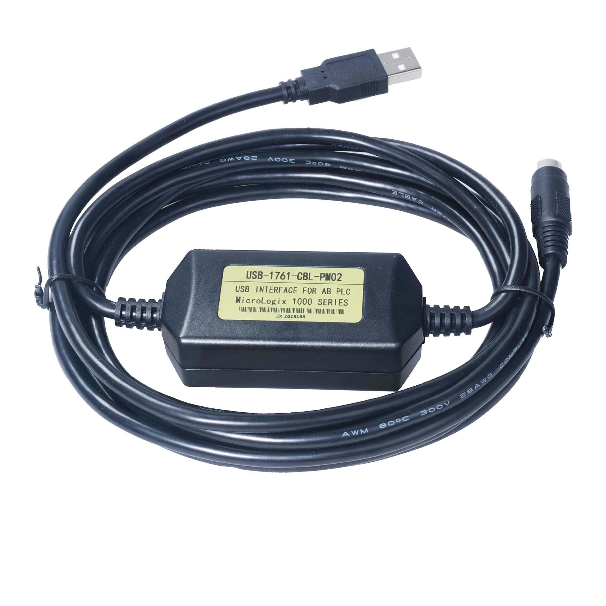 PLC Micrologix Cable USB Interface Compatible PLC Micrologix 1000, 1200, 1400 Series with USB-1761-CBL-PM02 8 Pin Round Aapater