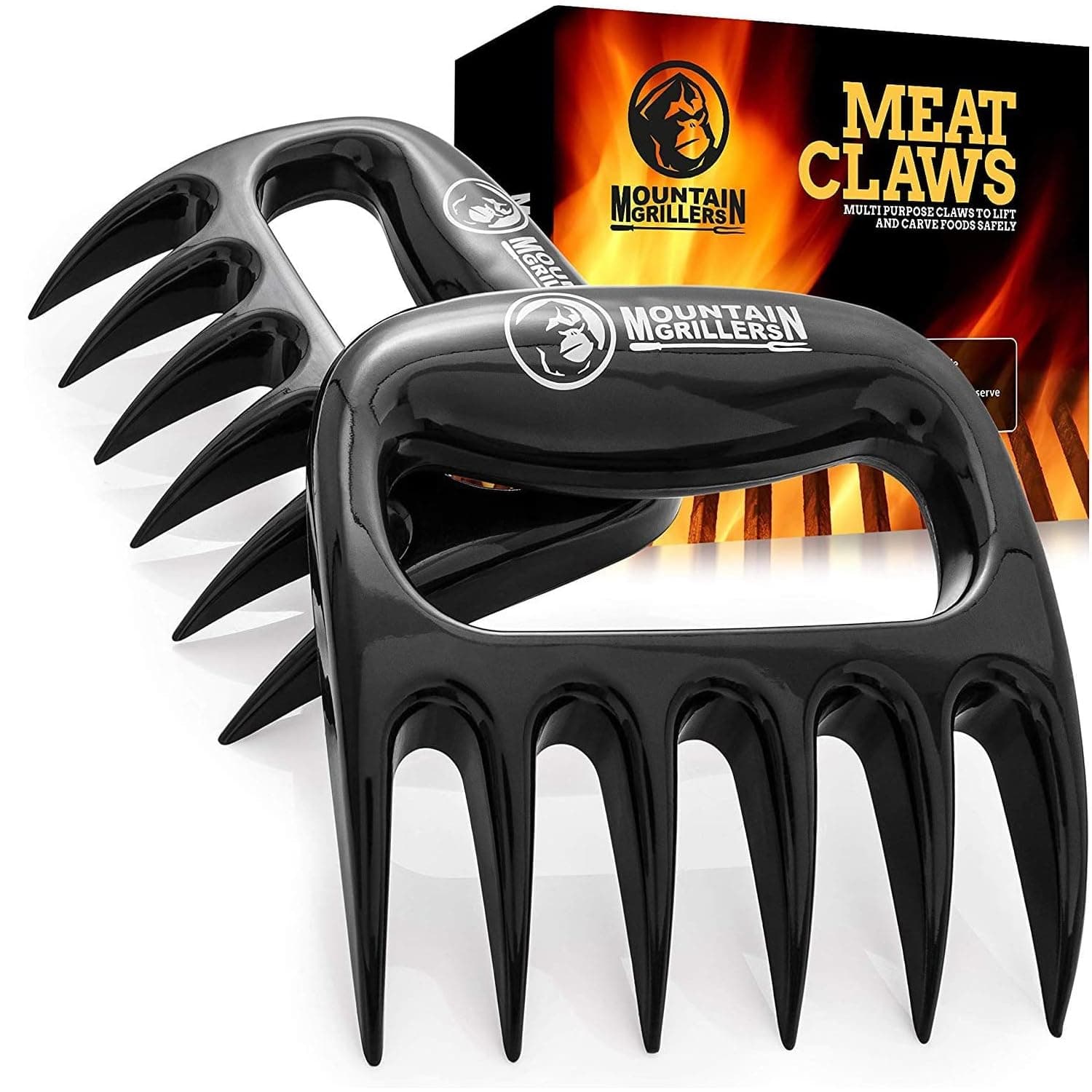 Mountain Grillers Meat Claws - Pulled Pork Shredder Tools for BBQ - Bear Claws for Shredding Meat on Grill, Smoker, or Barbecue - Heavy Duty Grilling Accessories - Pack of 2, Black