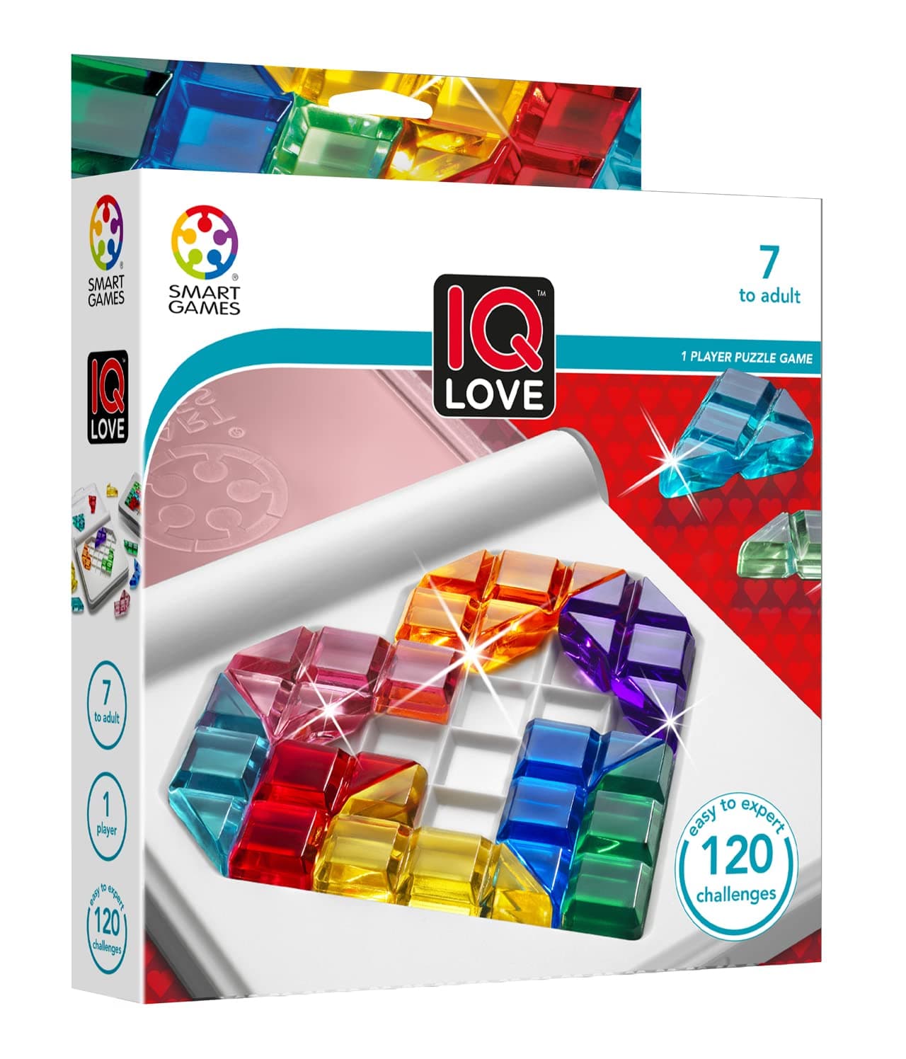 SmartGames - IQ Love, Puzzle Game with 120 Challenges, 2 Playing Modes, 7+ Years