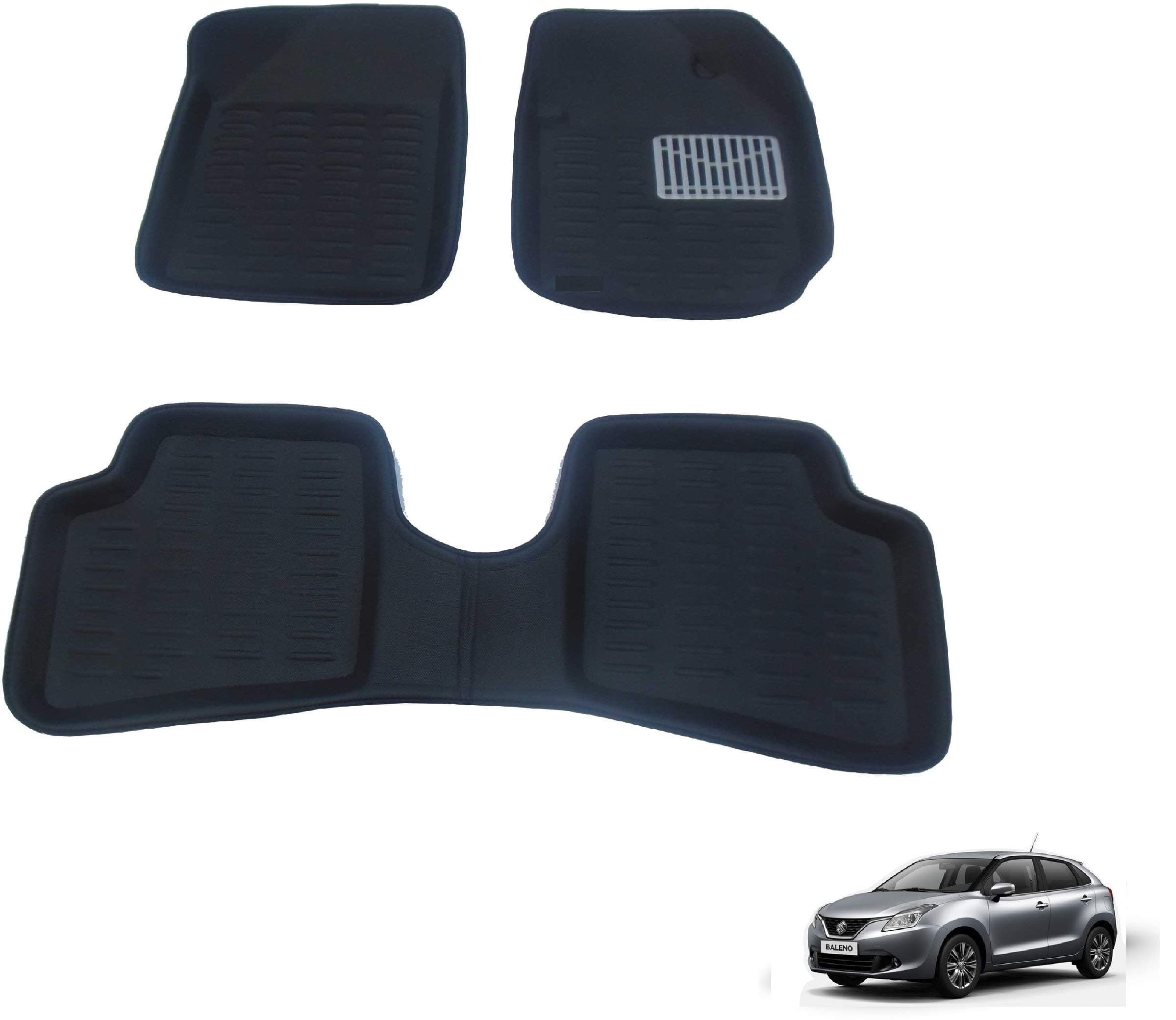 Kozdiko 3D Mats Car Mat Black for Maruti Suzuki Baleno (3 Pcs)