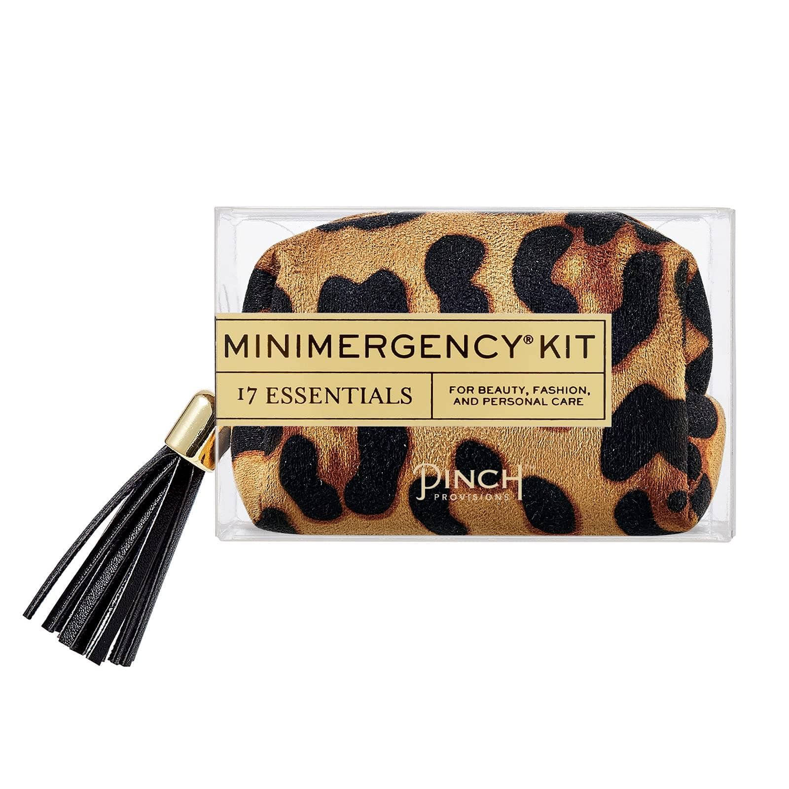 Pinch Provisions Leopard Minimergency Kit, Includes 17 Travel-Sized Cosmetic Essentials, Convenient for Purses, Emergency Beauty Accessories, Gifts for Holiday’s & Birthday’s