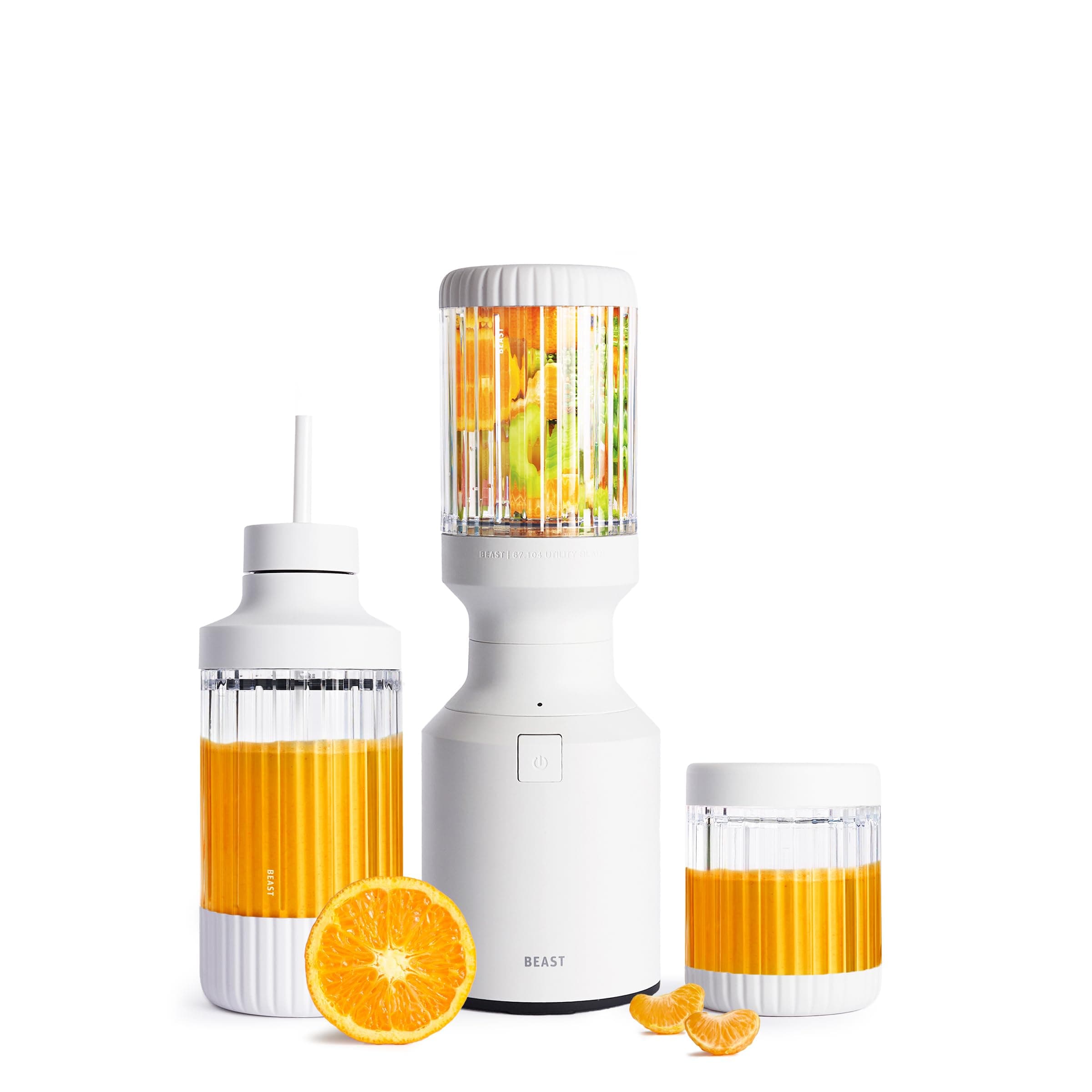 The Beast Mini Blender Plus | Mini Kitchen Blender | Mixes Smoothies & Smoothies, Dressings, Sauces, Dips | Bonus Containers, Straw Lid & Straws Included, 600W (Cloud White)