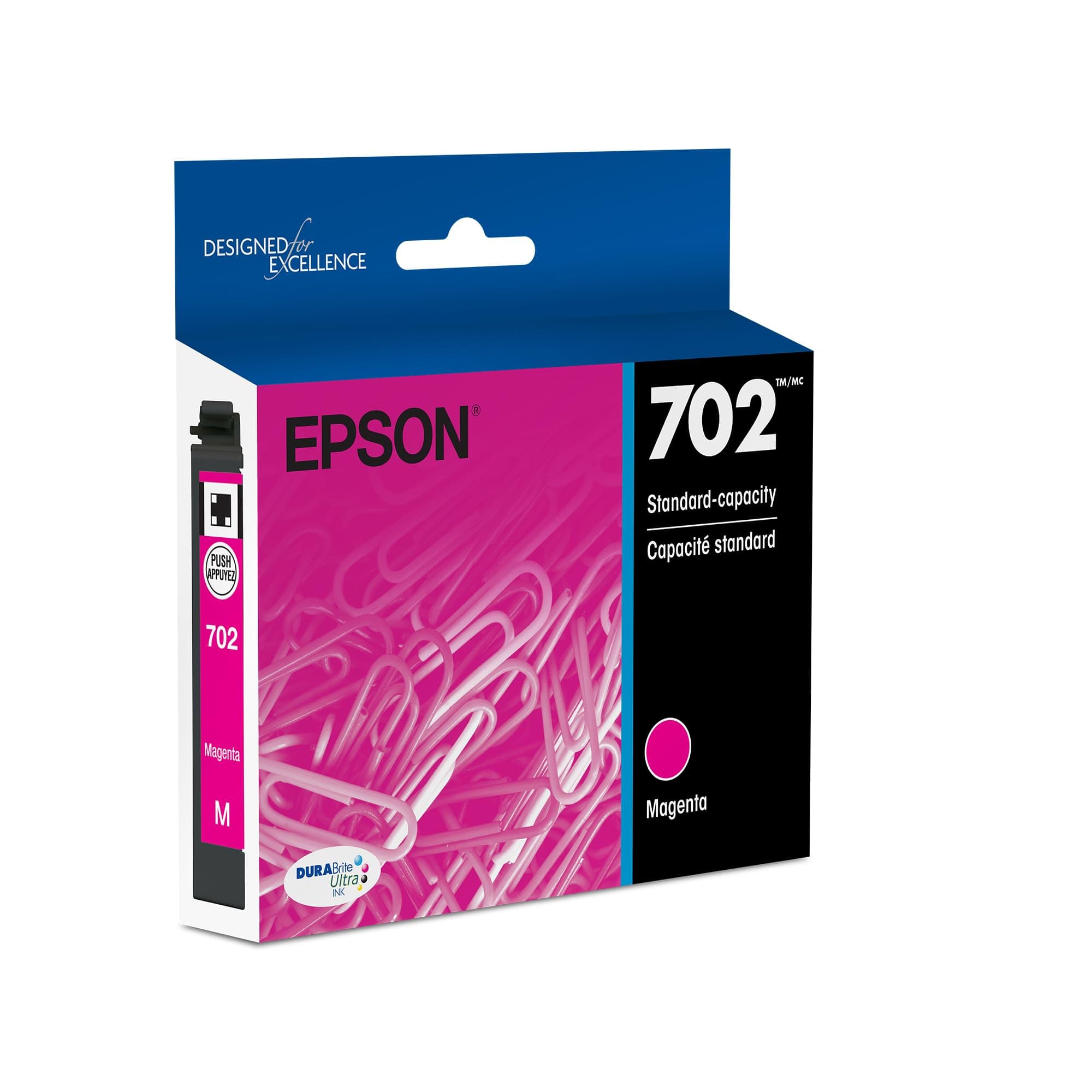 EPSON 702 DURABrite Ultra Ink Standard Capacity Magenta Cartridge (T702320-S) Works with WorkForce Pro WF-3720, 3730, 3733 (Pack of 1)
