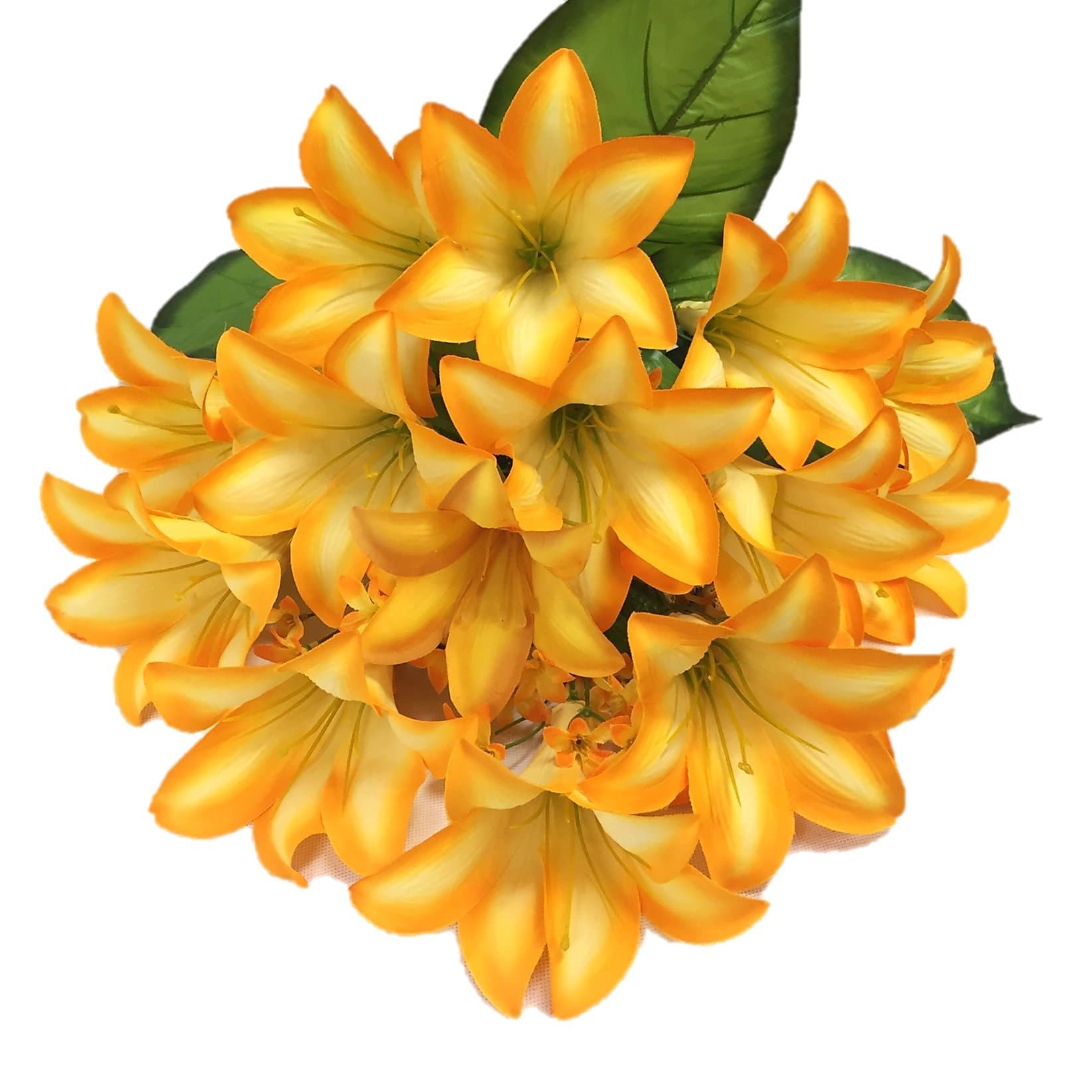Silk Flower Garden 15 Heads Easter Lily Bouquet, Golden Yellow