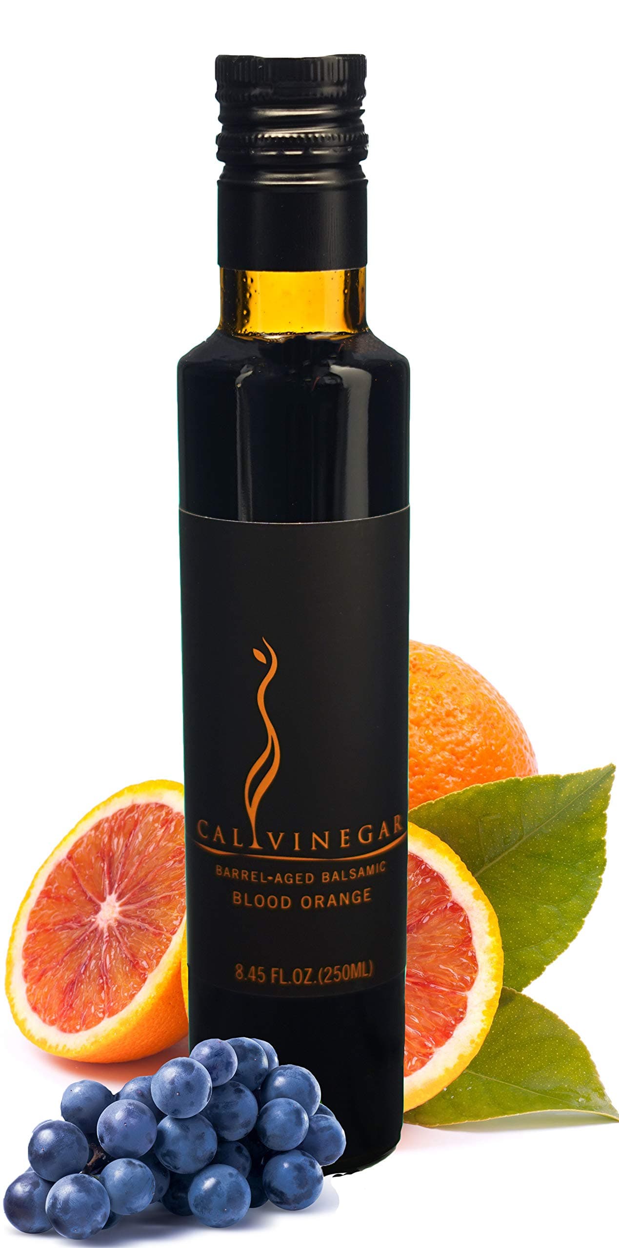 Calivirgin Balsamic Vinegar - Blood Orange Flavored Traditional Balsamic Vinegar - Thick, Velvety, Authentic Italian Balsamic Vinegar - Gourmet Vinegar - Barrel Aged Balsamic Vinegar Bottle - 250ml