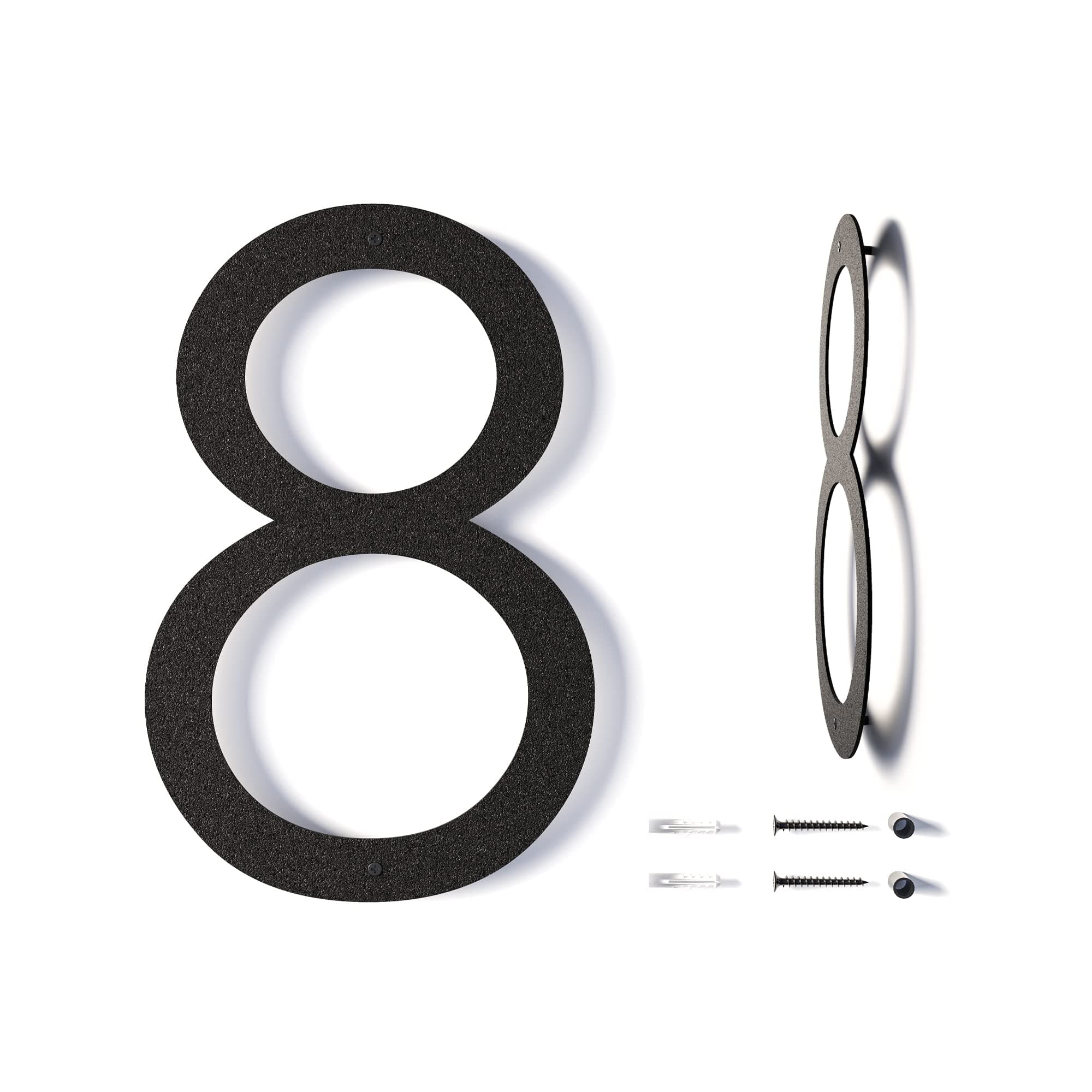 12 Inch Modern Floating House Numbers for Outside | Large Metal House Numbers for Outdoors | Black Coated Rust-Proof Home Address Numbers/Plaques | Metal Numbers