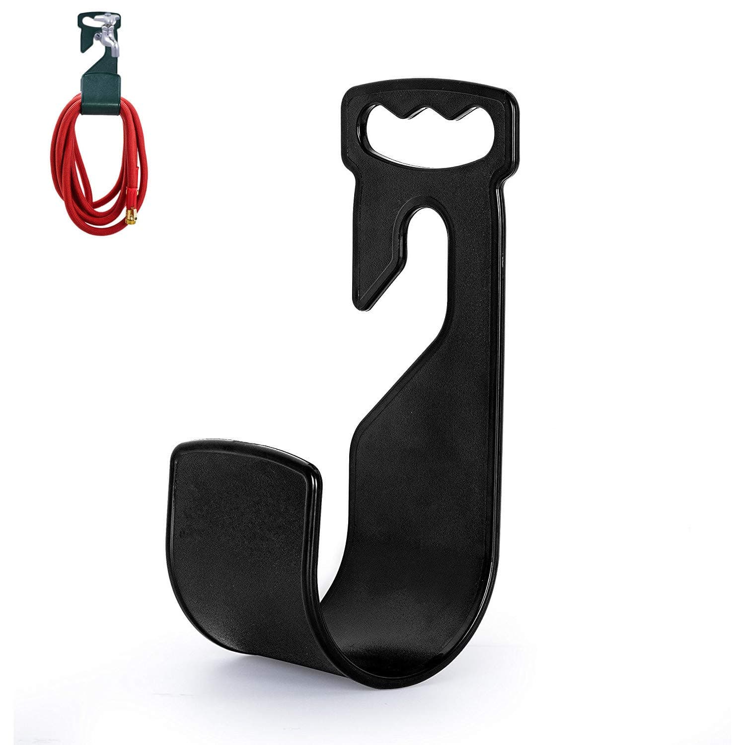 Hose Hanger - Durable Rust-Free Wall Mount Holder for Garden Hose & Reel (Black)