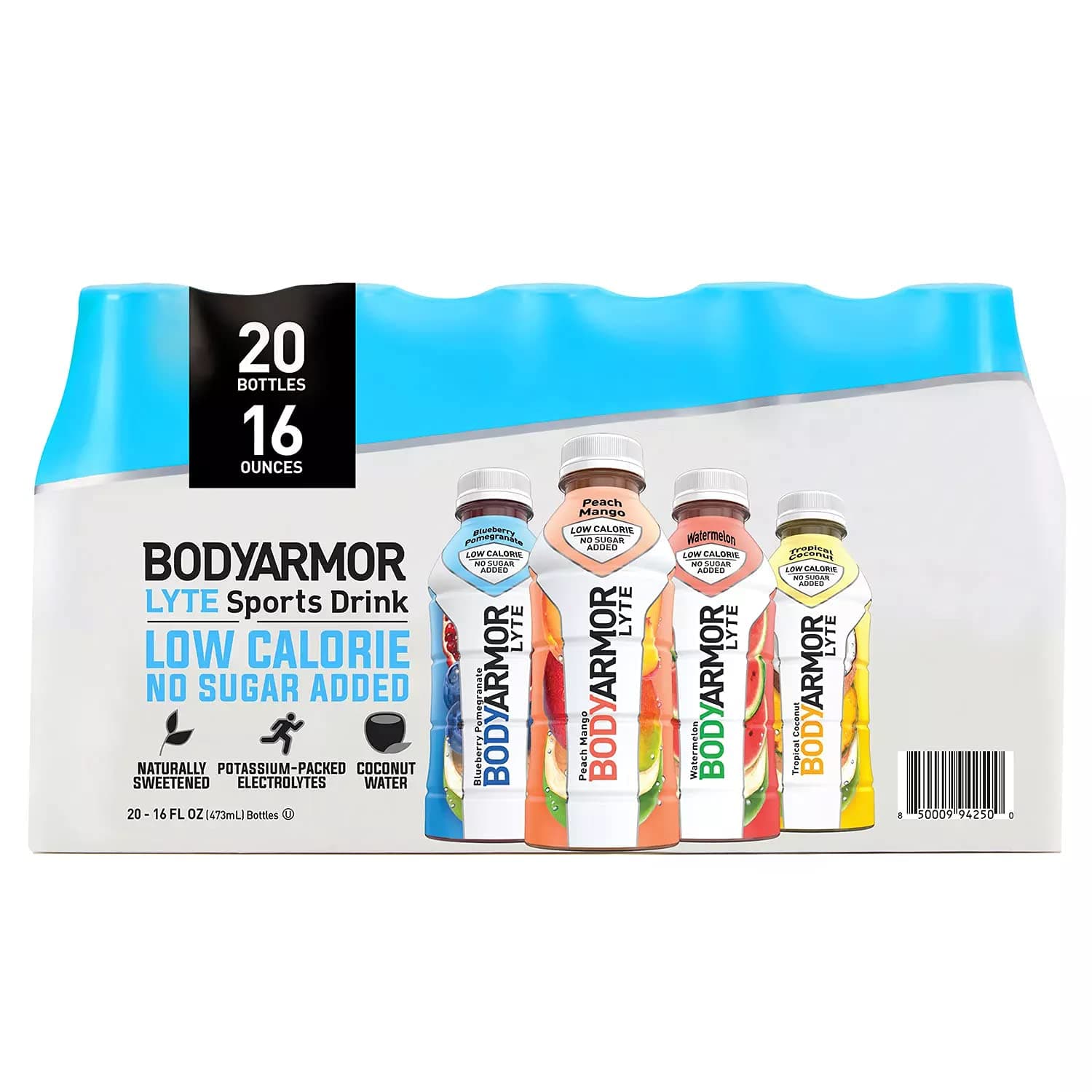 Gourmet Kitchn BODYARMOR LYTE Sports Drink Variety Pack - Blueberry Pomegranate, Peach Mango, Watermelon and Tropical Coconut (16 fl. oz. / 20 pk.) - Low Calorie - No Sugar Added. (1 - Pack)