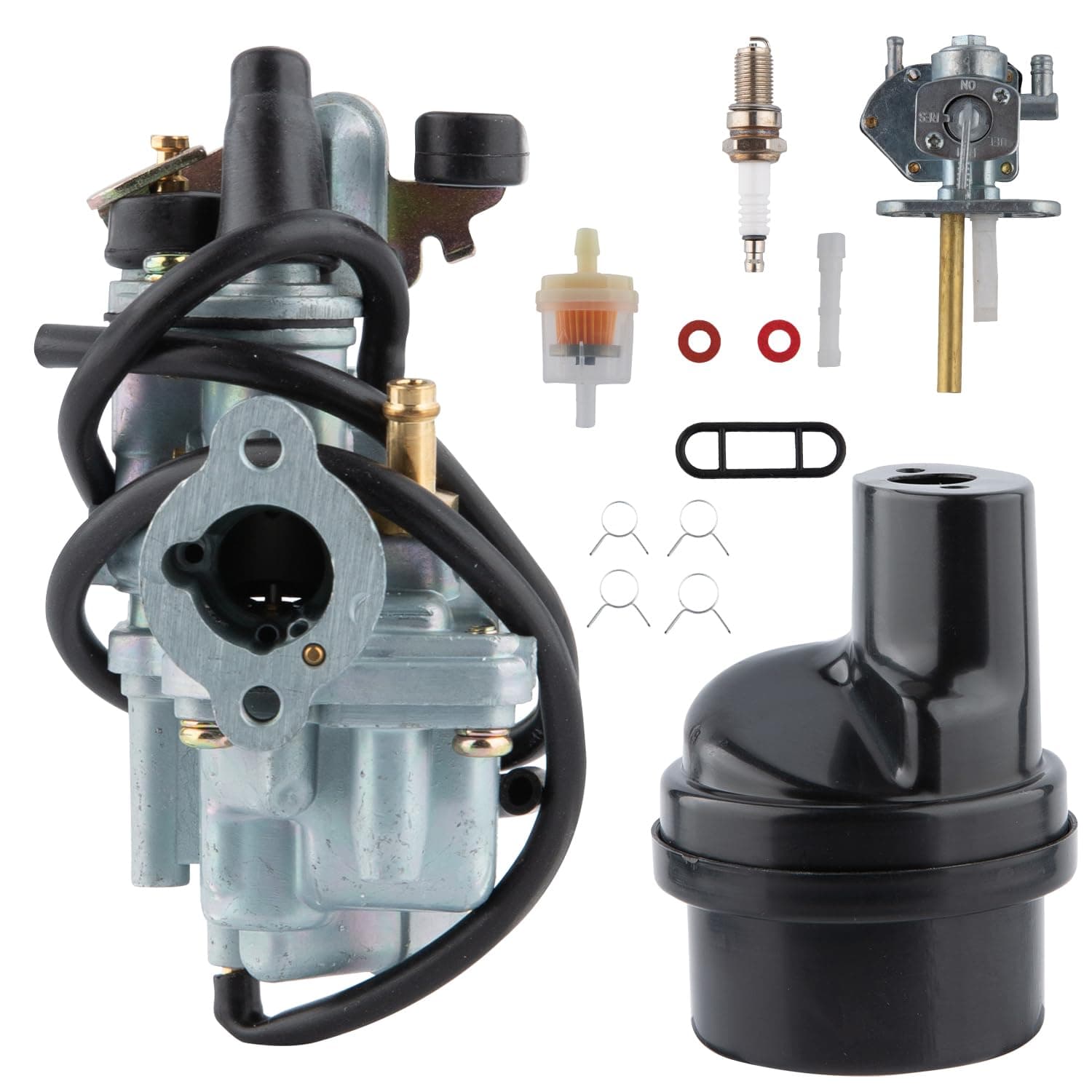 LT50 Carburetor Kit for Suzuki ATV Quad 50 MiniQuad Sport LT50 LT-A50 1984-2005 Motorcycle JR50 JR50 1984-2006 with Fuel Tank Piston Switch Valve