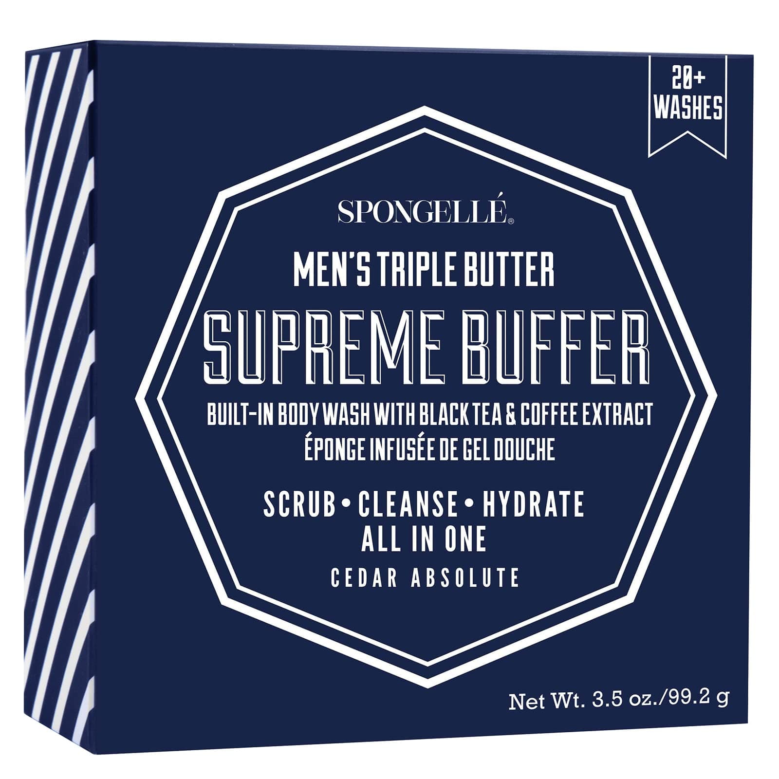 SPONGELLÉMen's Triple Butter Supreme Body Wash Infused Buffer, Cedar Absolute