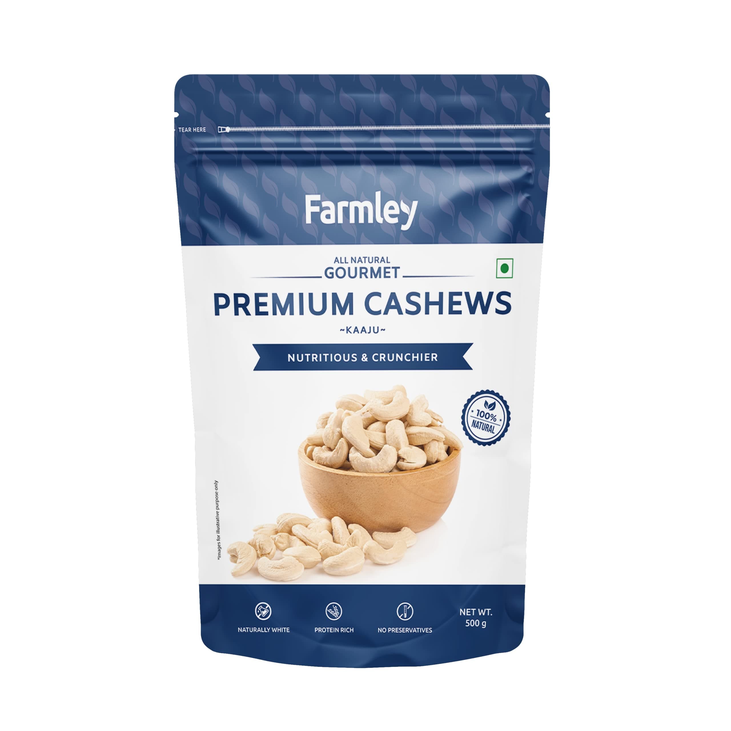 Farmley Premium W320 Cashew, 500g