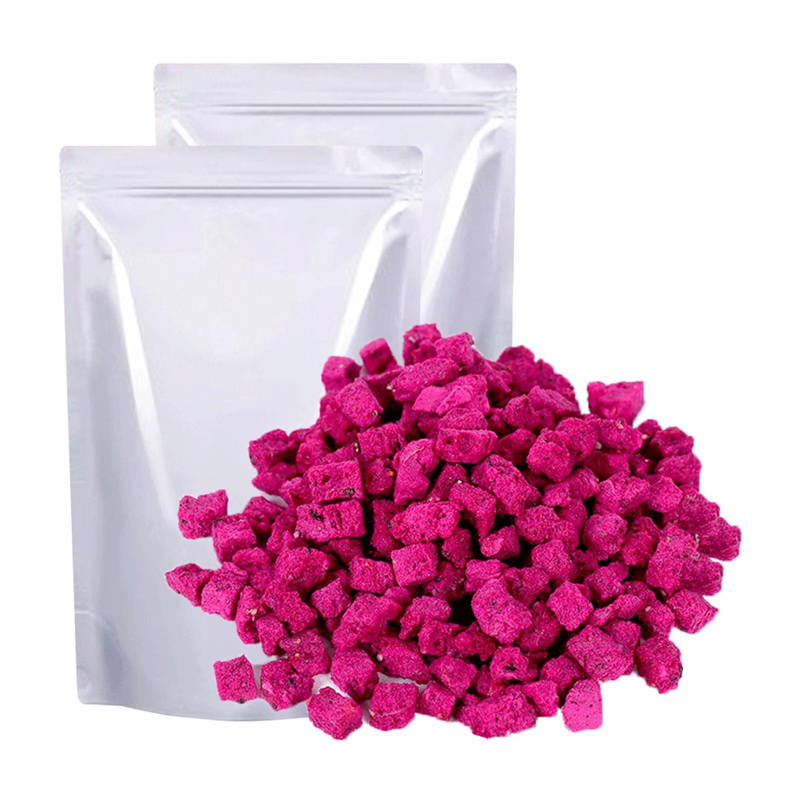 Freeze-dried Dragon Fruit, 200g/2x3.52oz Dragon Fruit Snacks with 1 Ingredients, No Sugar Added, Dragonfruits Cube for Drink, Baking, Breakfast Cereal