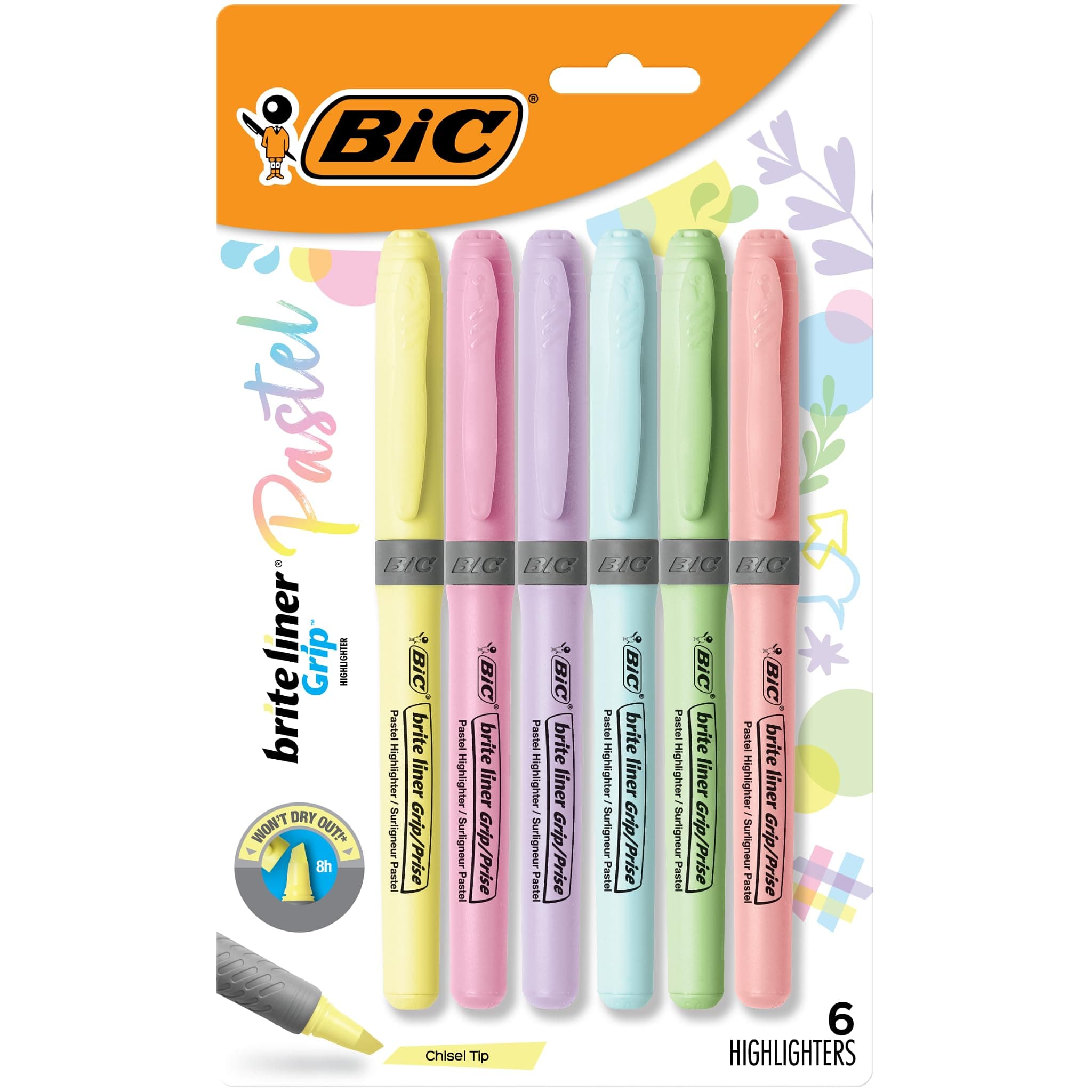 BICBriteliner Chisel Assorted, 6 Count