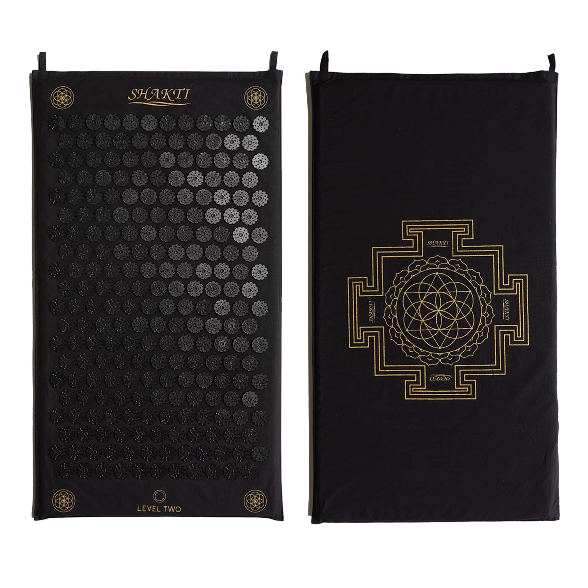 Classic Acupressure Mat Level 2 Intensity in Shakti Black, Relieves Stress & Tension, Promotes Relaxation & Focus | Similar to Acupuncture, No Needles Required | FSA/HSA Eligible