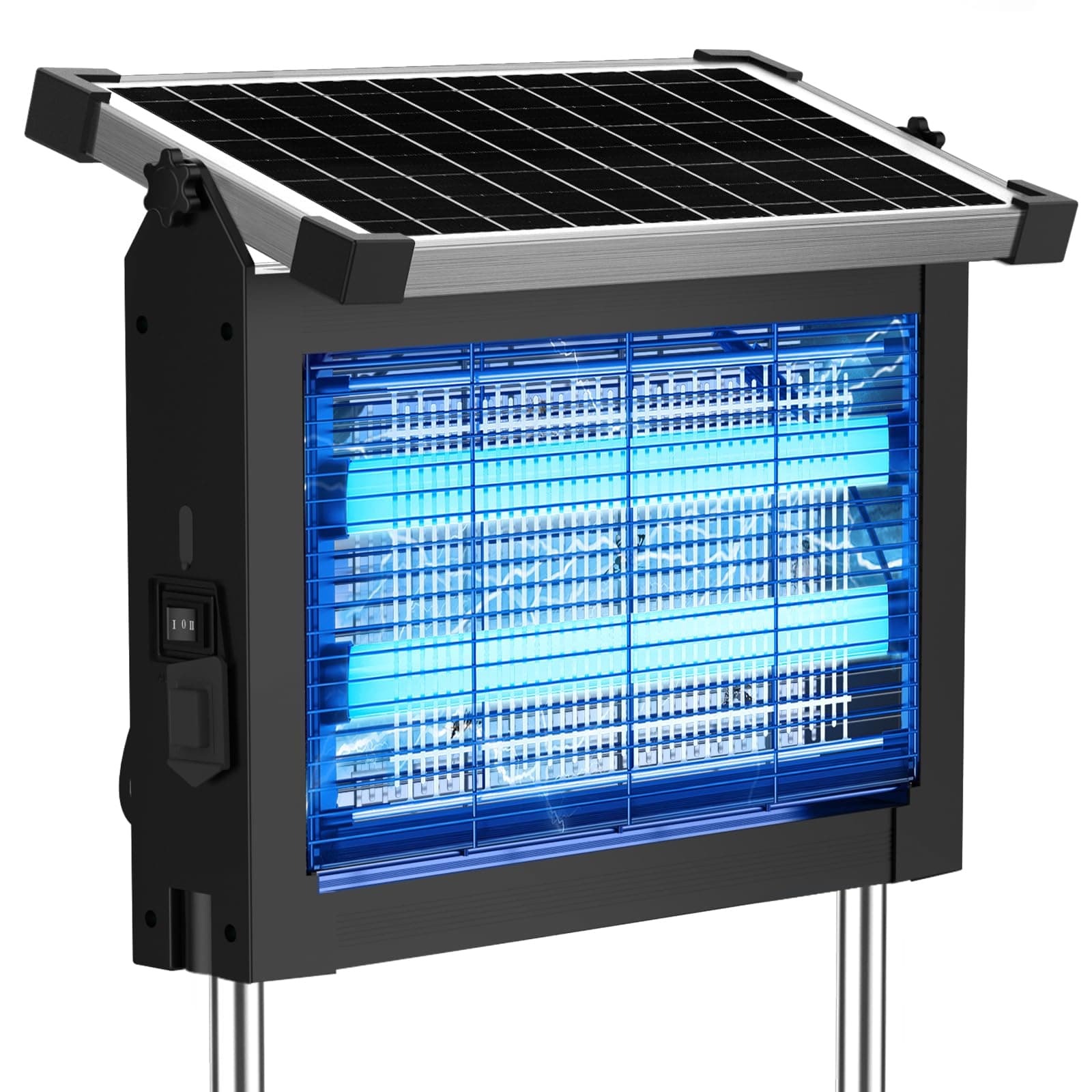 Solar Bug Zapper Outdoor Portable Wireless Camping with Panel Sensor Fly Traps with 10ft Extension Cord Fly Shoe, Fly Killer