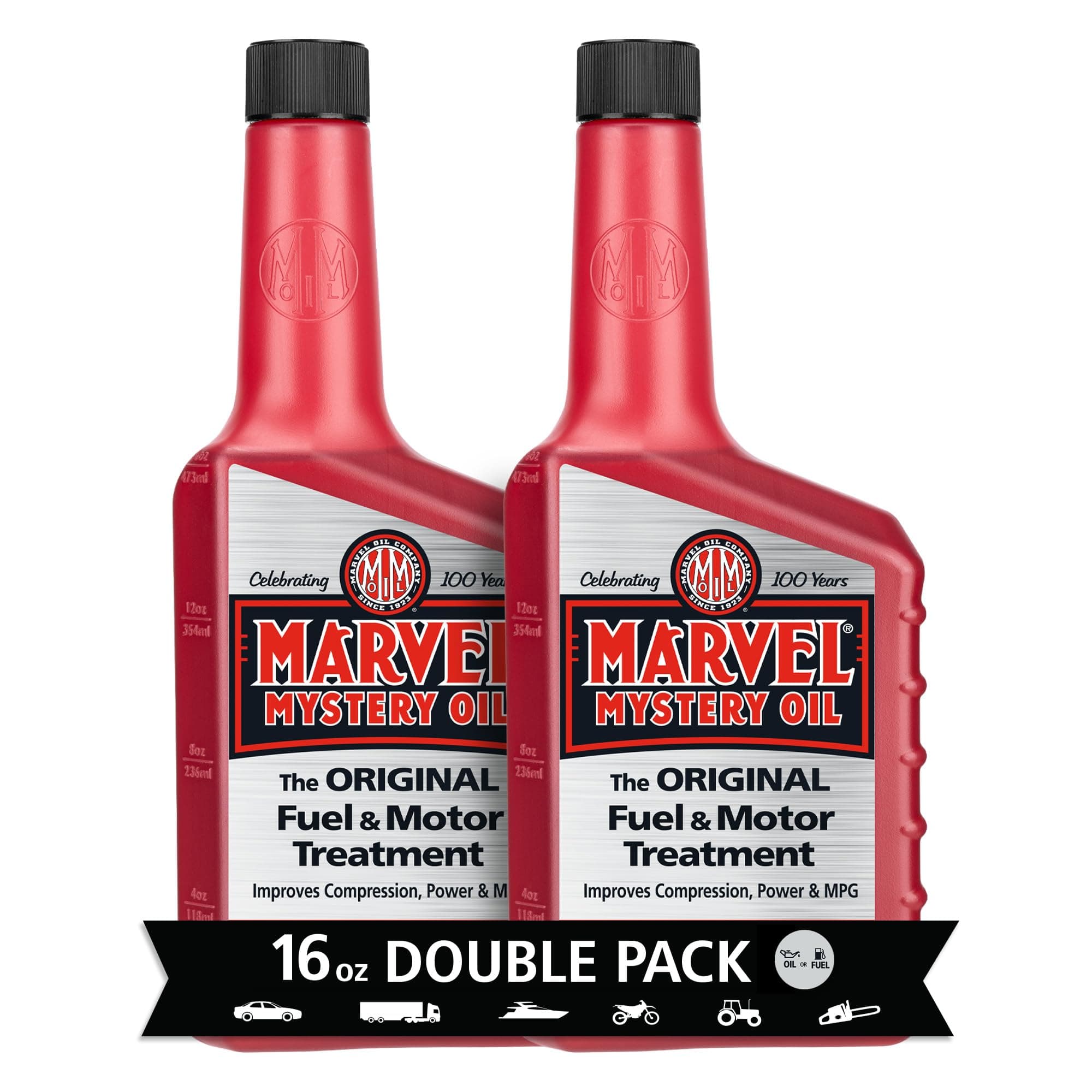 Marvel Mystery Oil Original Motor Treatment, Engine Oil & Fuel Treatment Additive, Cleans and Lubricates Fuel System, Prevents Leaks, Improves Engine Performance and Fuel Economy, 16 oz. (Pack of 2)