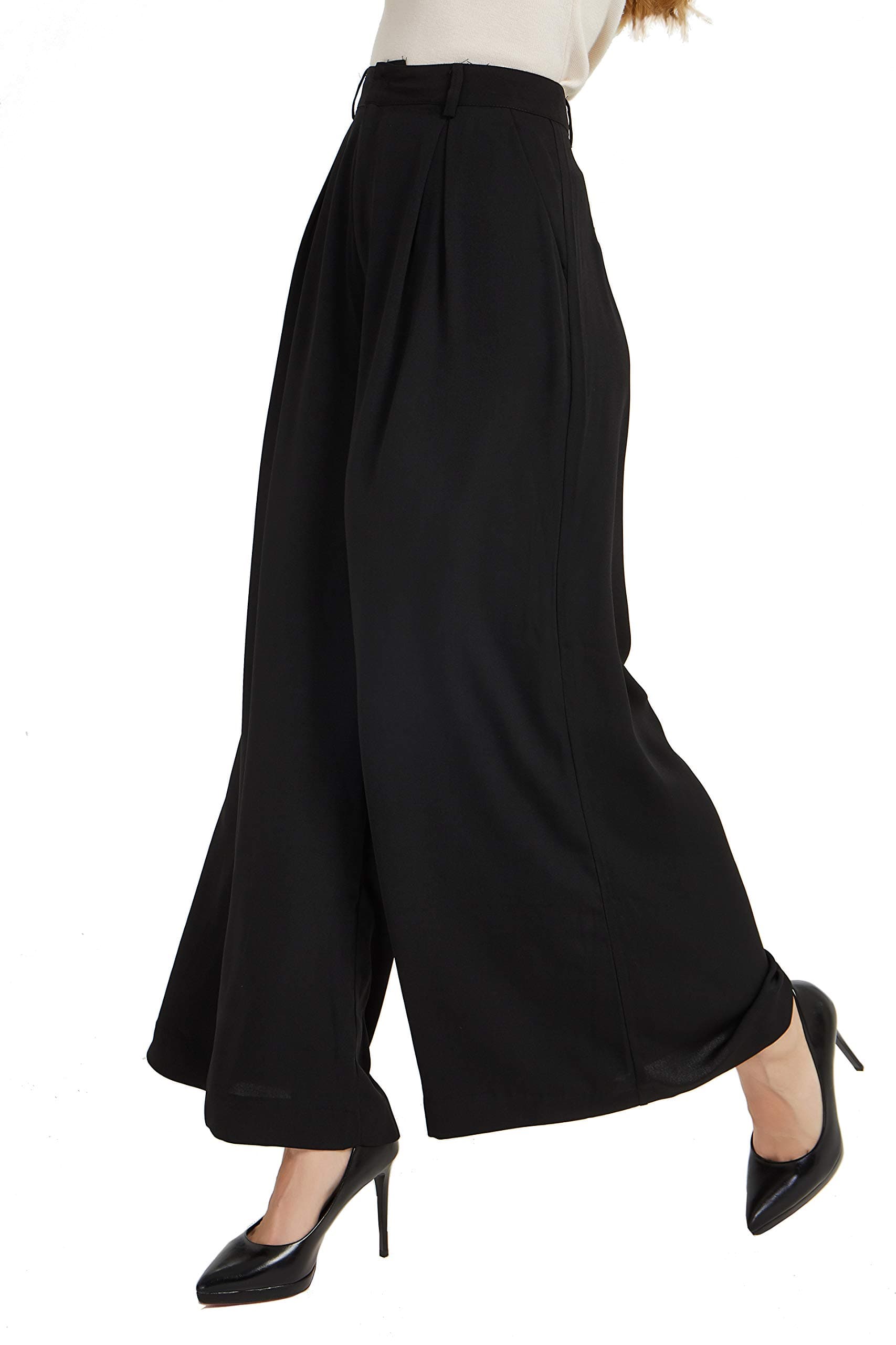 Women High Waist Casual Wide Leg Long Palazzo Pants Trousers Regular Size
