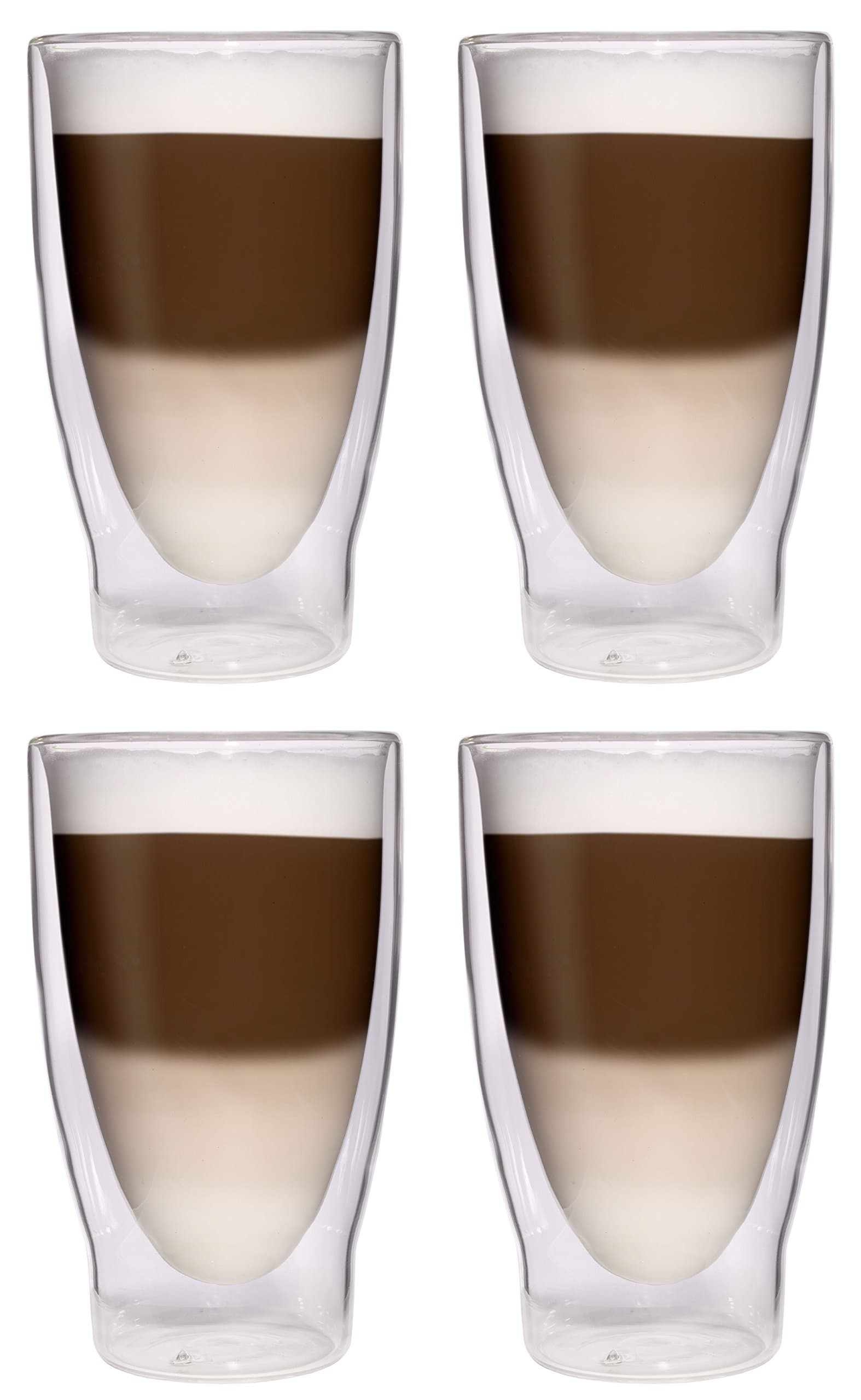 4X 370ml XXL double wall thermo glasses - cocktail glasses / longdrink glasses / ice tea, juice and water glasses