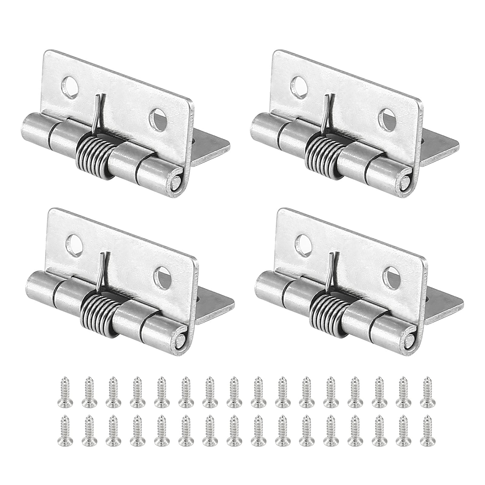 Luomorgo バネ式ヒンジ4個 キャビネット用 長さ1.5インチ ステンレススチール スプリングヒンジ 自動閉鎖