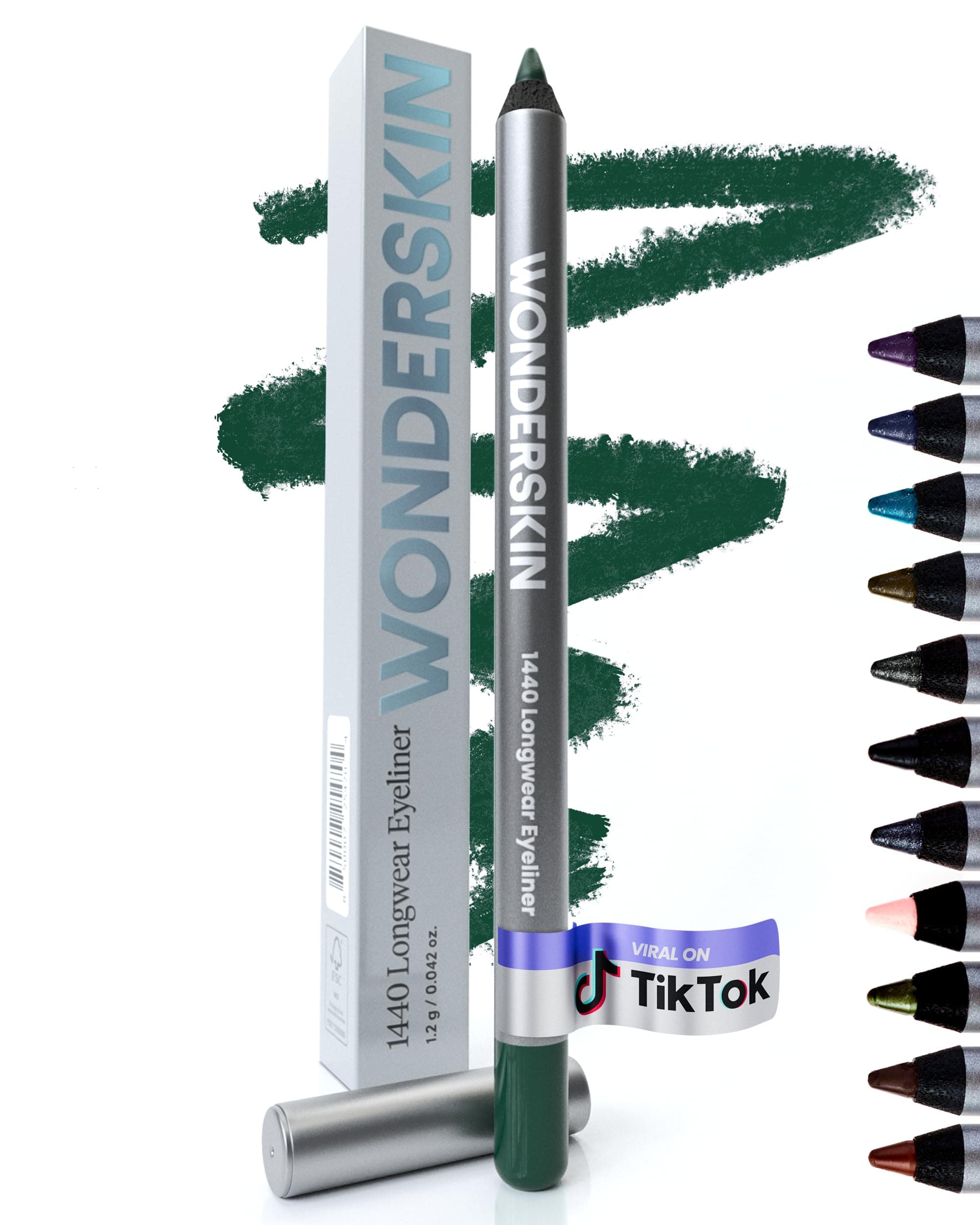 Wonderskin Eyeliner Pencil, 1440 Longwear Green Eyeliner Pencil - Waterproof, Sharpenable & Smudge Proof