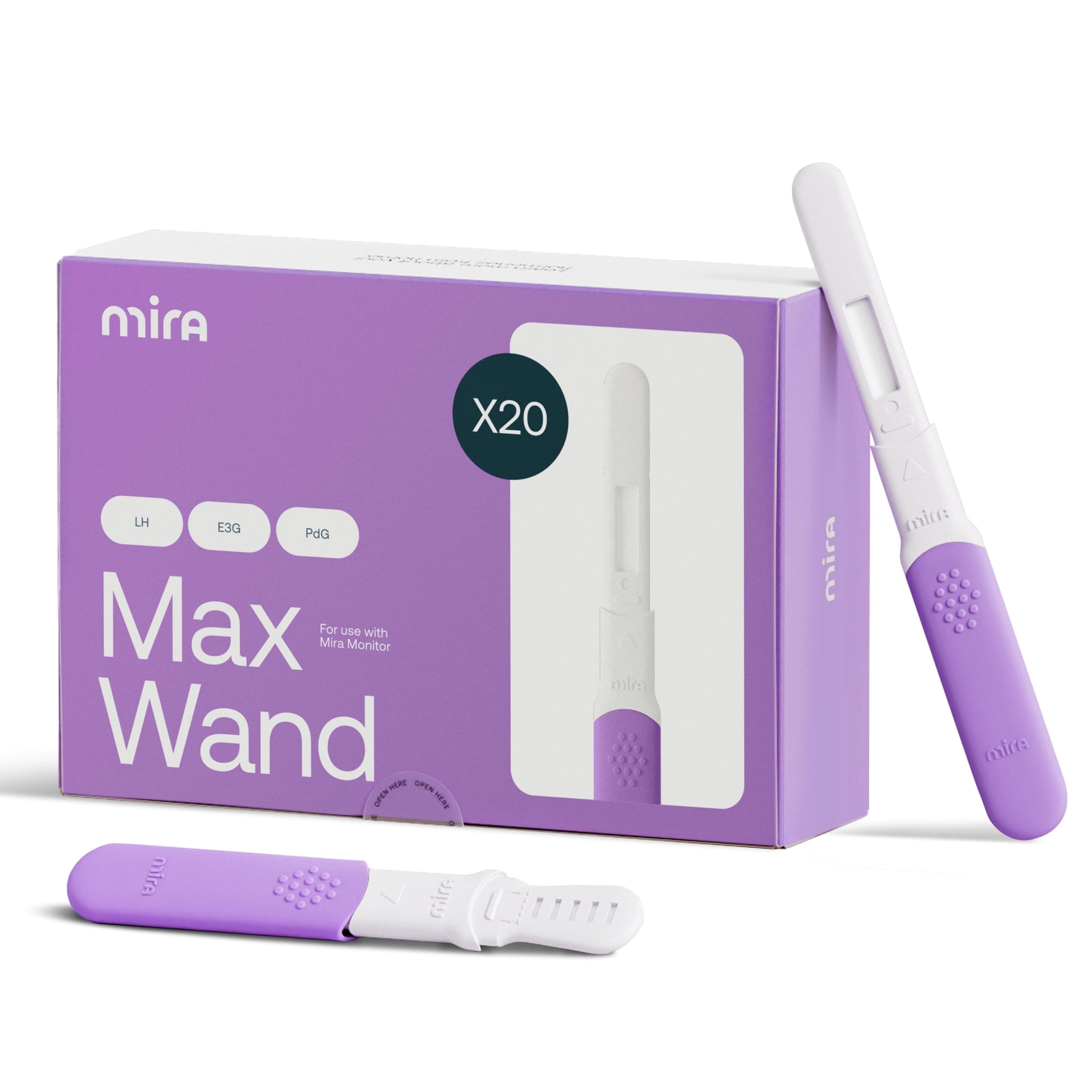Mira Fertility MAX Wands, Ovulation Test Strips for Women, Monitor and Detect Ovulation at Home, Track PdG, LH and E3G, Use with The Digital Mira Fertility Monitor Kit + App, 20 Tests