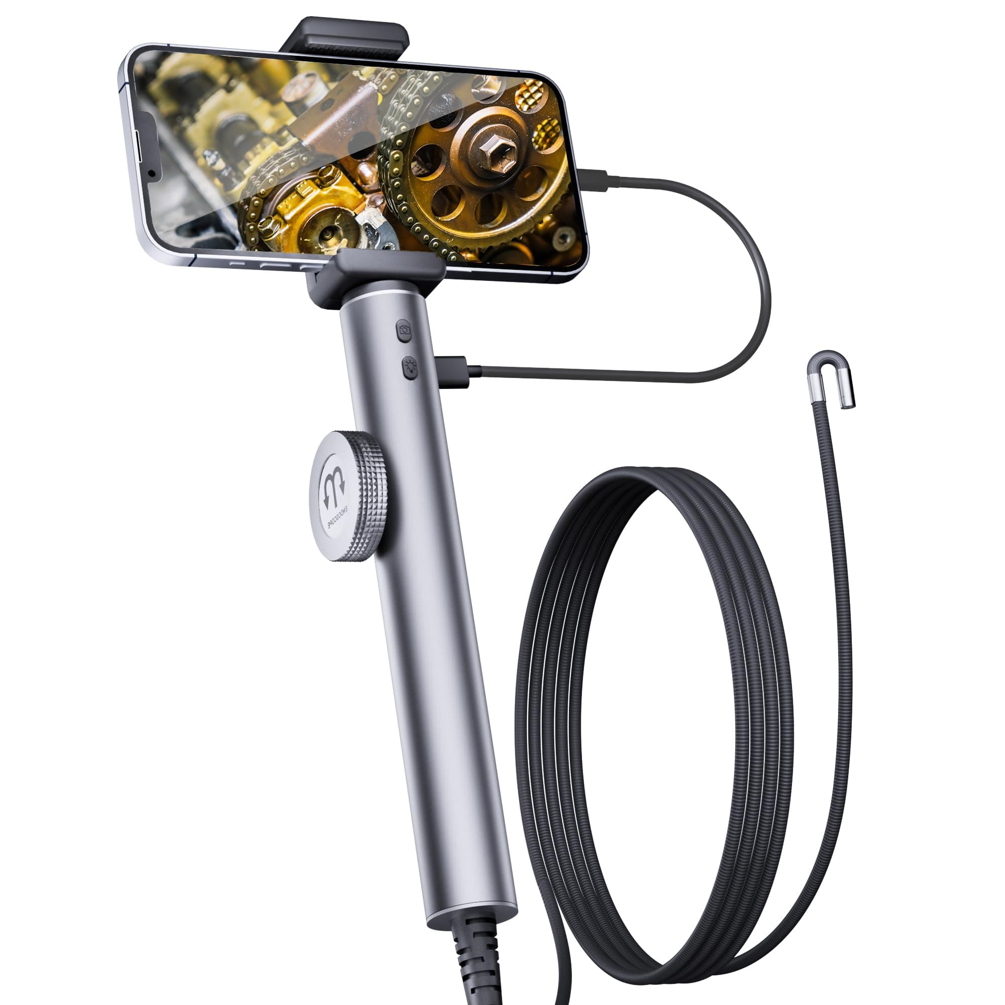 Two-Way Articulating Borescope, Snake Endoscope Camera with Light,6mm Inspection Camera Compatible with iPhone for Automotive Mechanics Pipeline House Inspection- 5FT