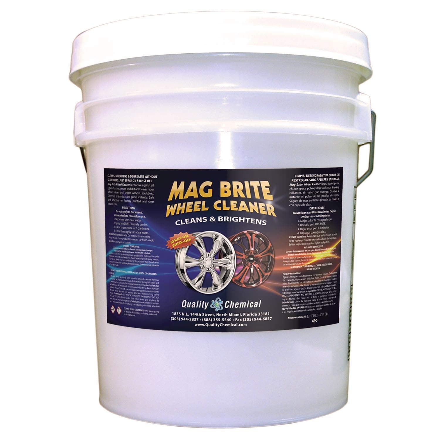 Quality Chemical Mag Brite/Acid Wheel and Rim Cleaner/Wheel and Tire Cleaner - Formulated to Safely Remove Brake Dust and Heavy Road Film - Best Car Wheel Cleaner for Rims Cleaner - 5 Gallon Pail