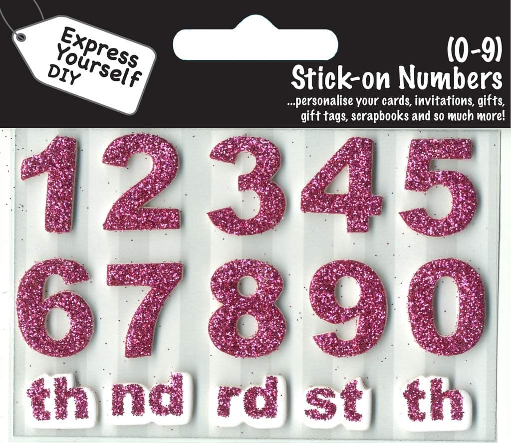 Numbers 0-9 (Pink) Age Topper - Self Adhesive Greeting Card Craft Embellishment Sticker Set for Card Making, Gift Wrapping, Scrapbooking, Paper Crafts and DIY Projects